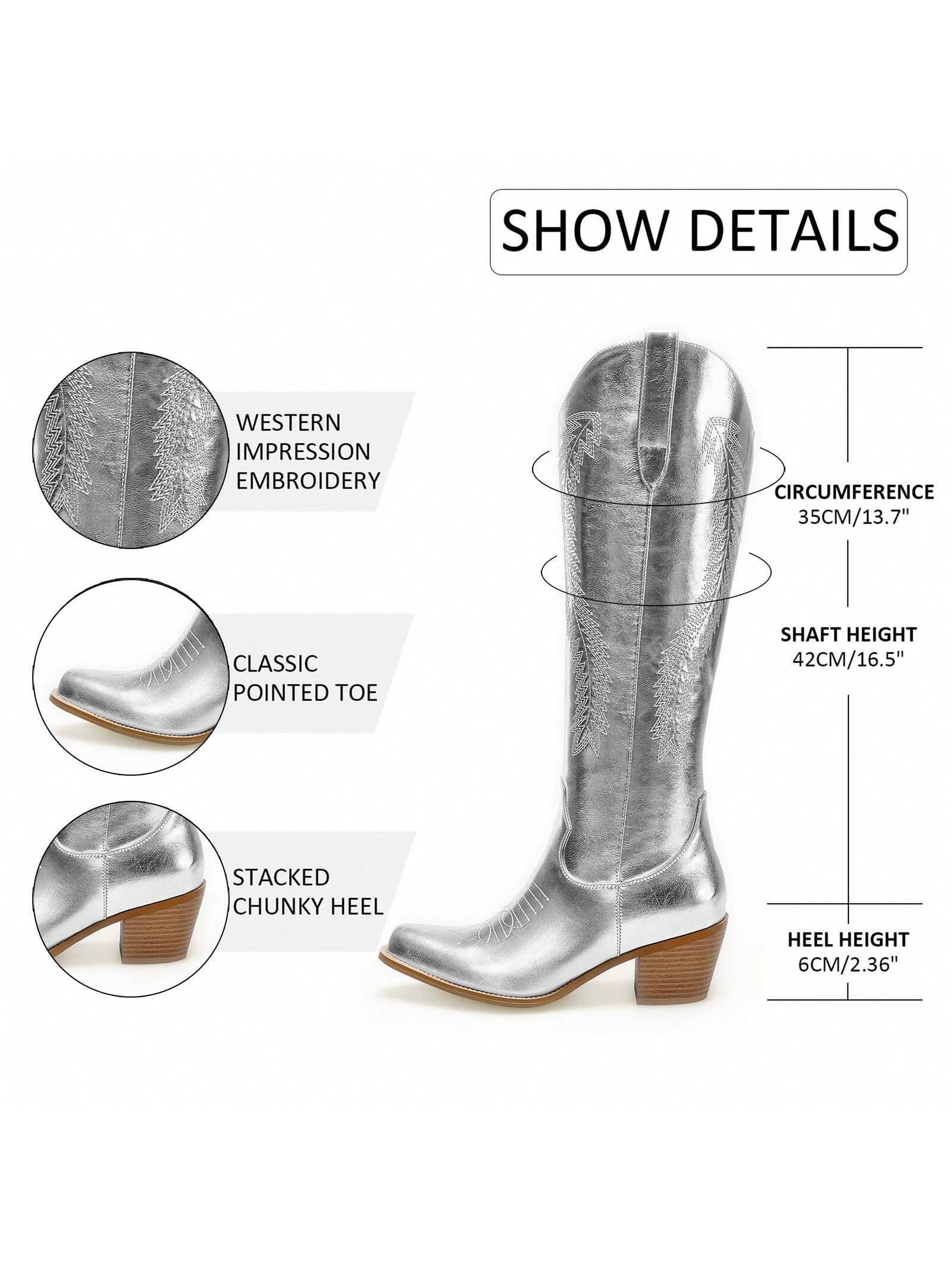 In Silver Women Knee-High Boots