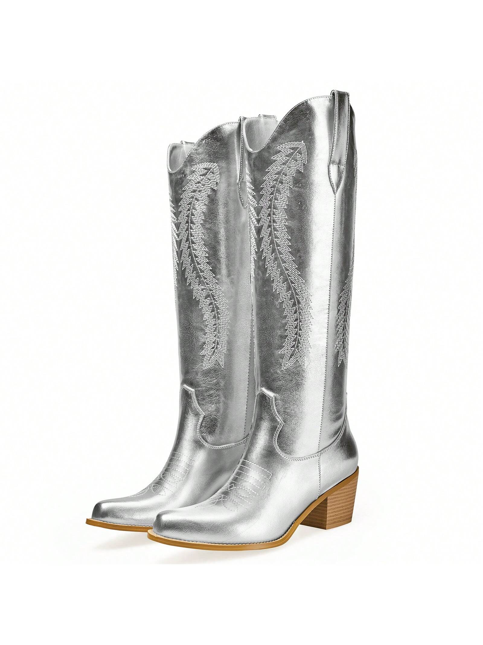 In Silver Women Knee-High Boots