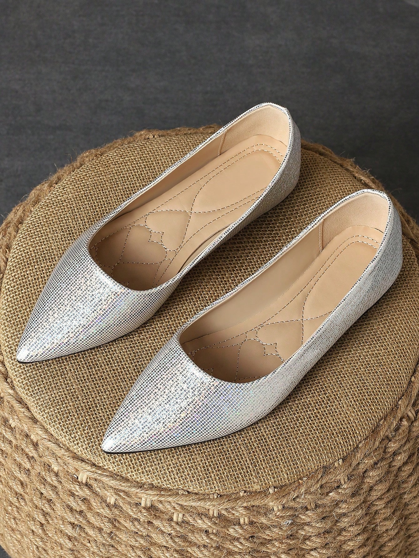 In Silver Women Flats