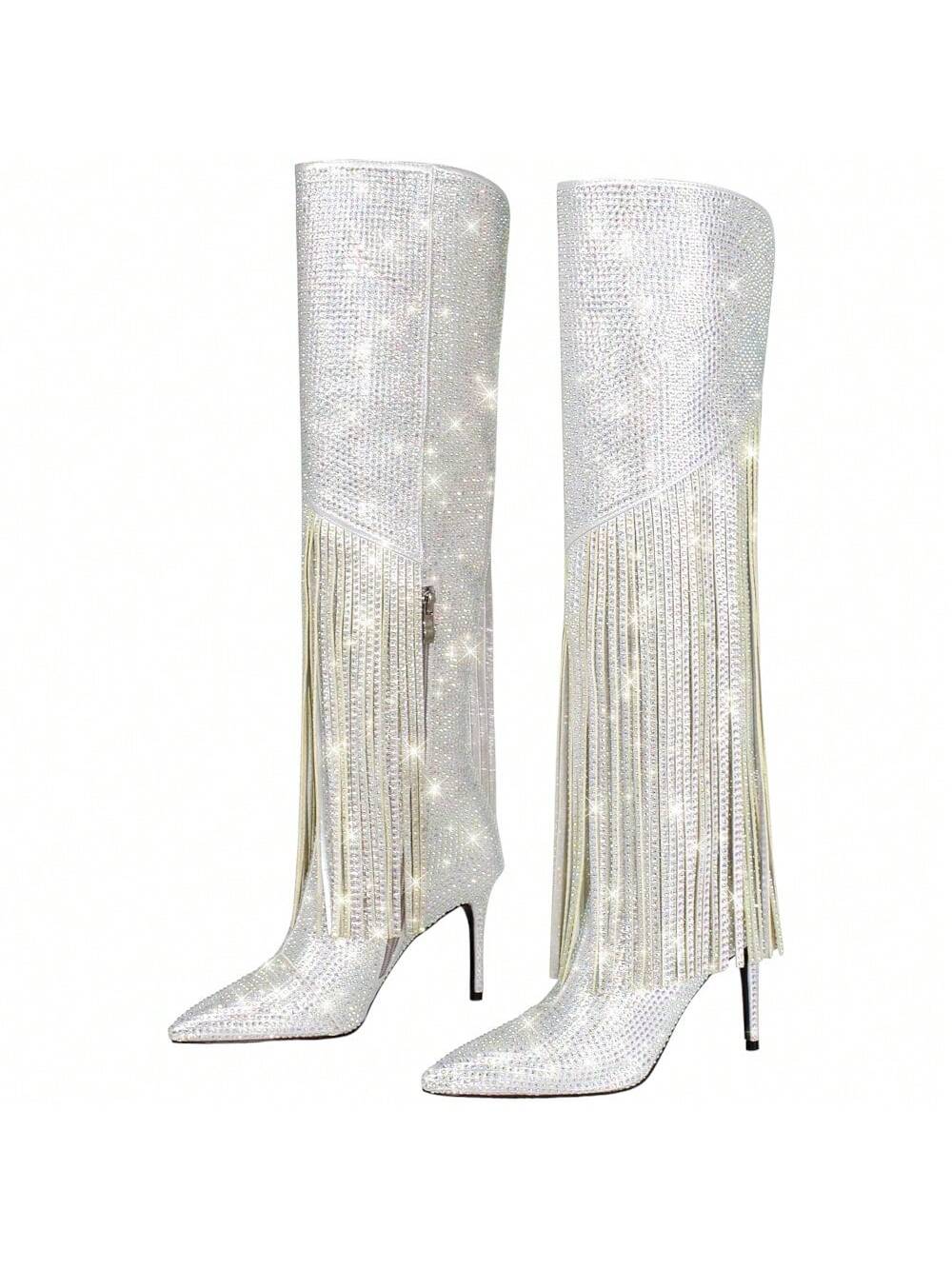 In Silver Women Knee-High Boots