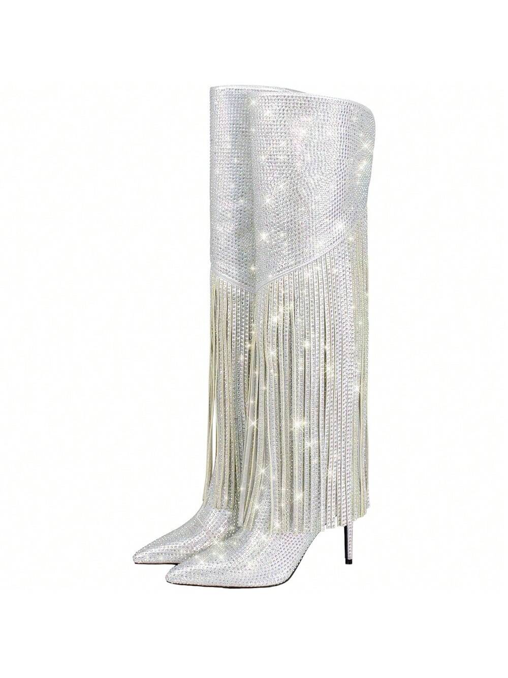 In Silver Women Knee-High Boots