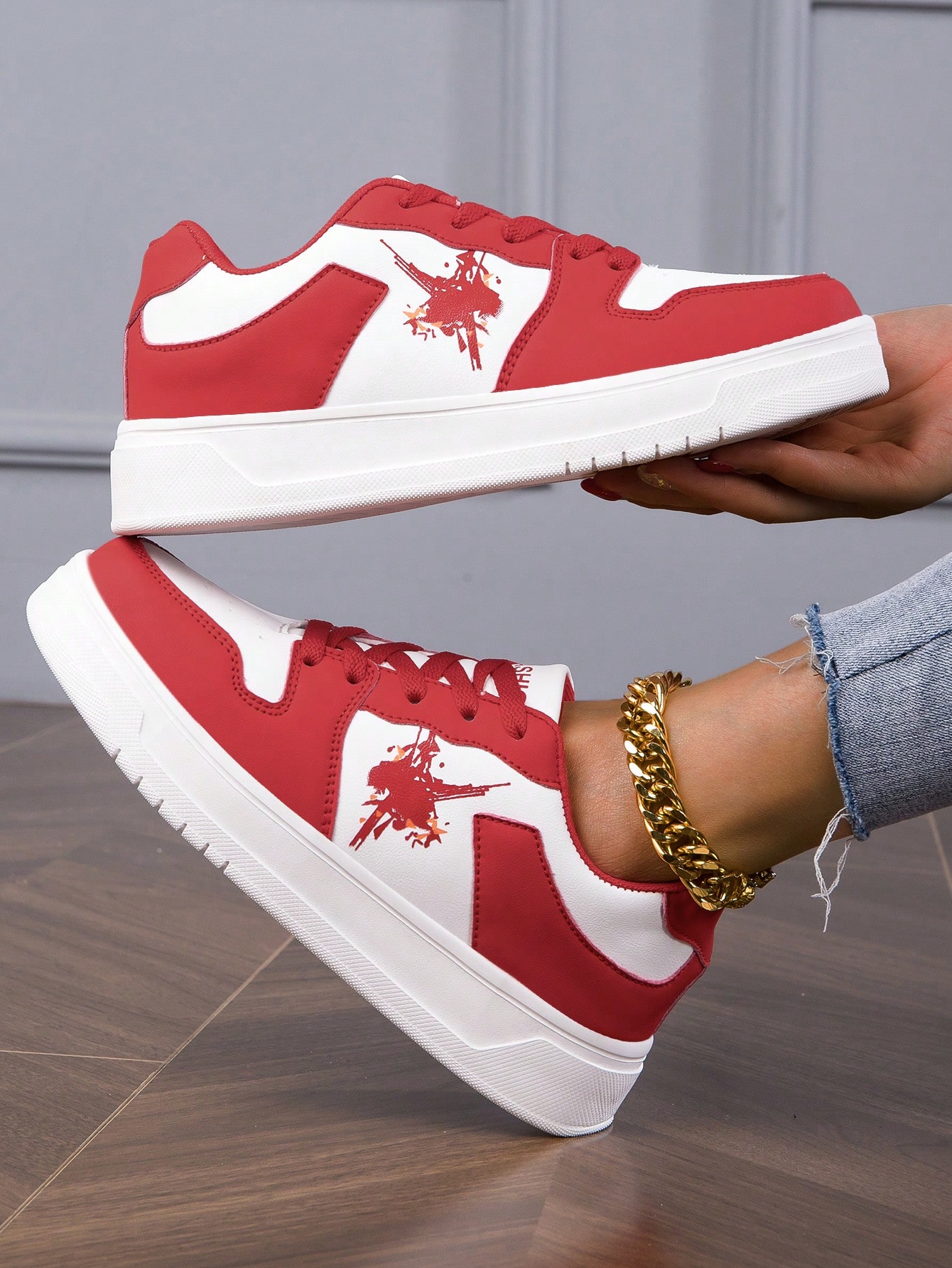 In Red and White Women Shoes