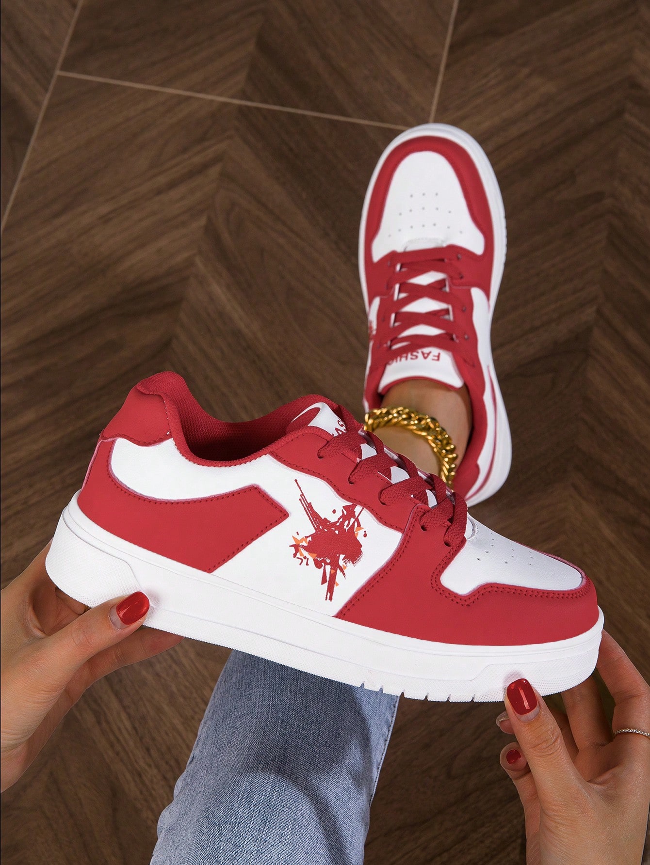 In Red and White Women Shoes