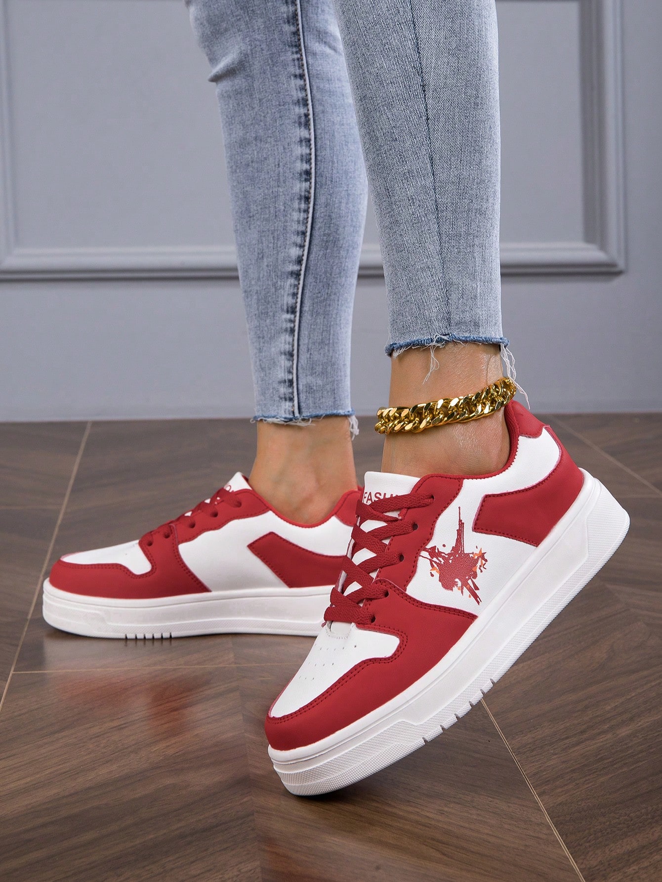 In Red and White Women Shoes