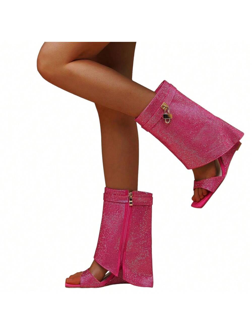 In Hot Pink Women Mid-Calf Boots