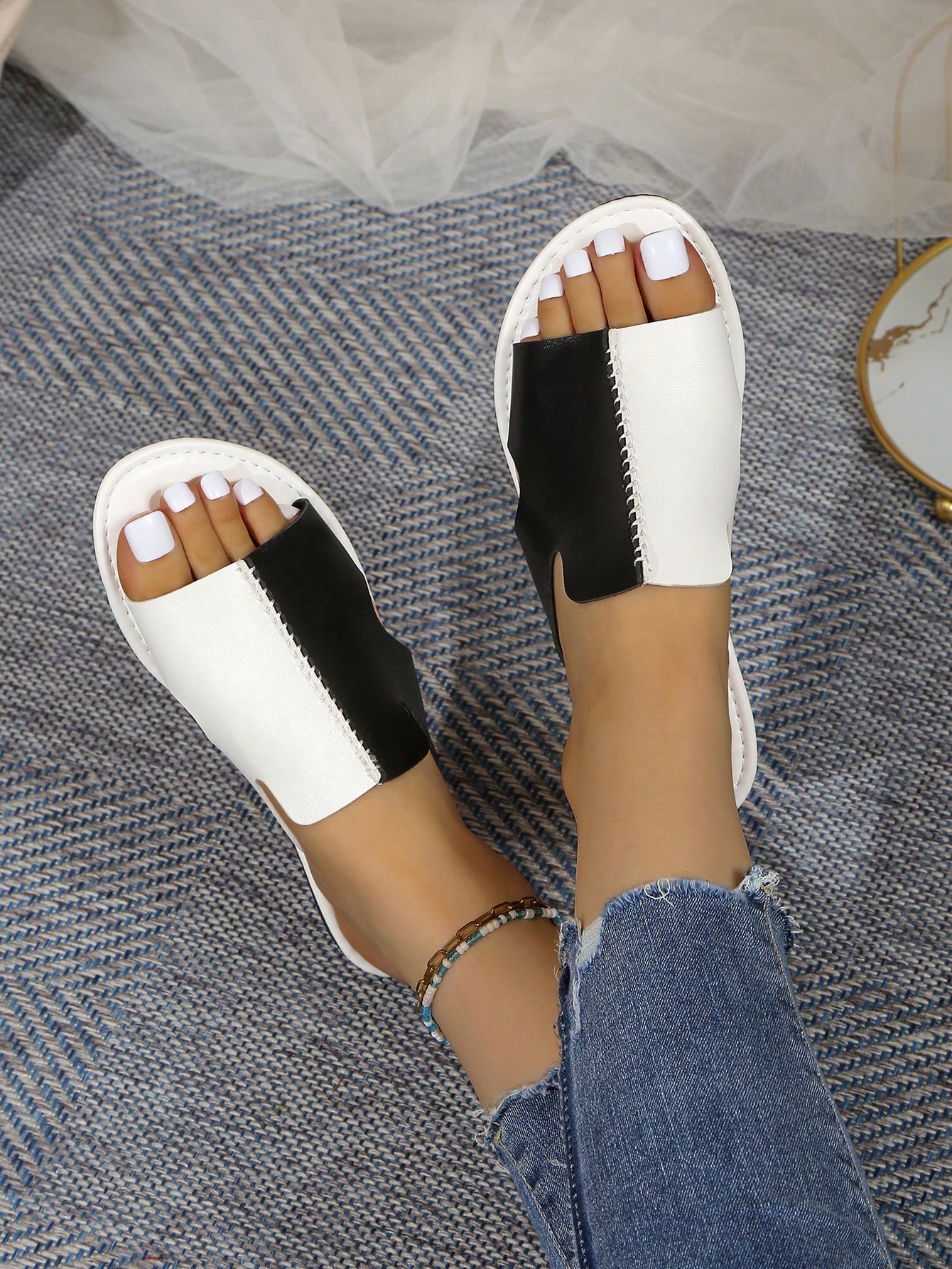 In Black and White Women Sandals