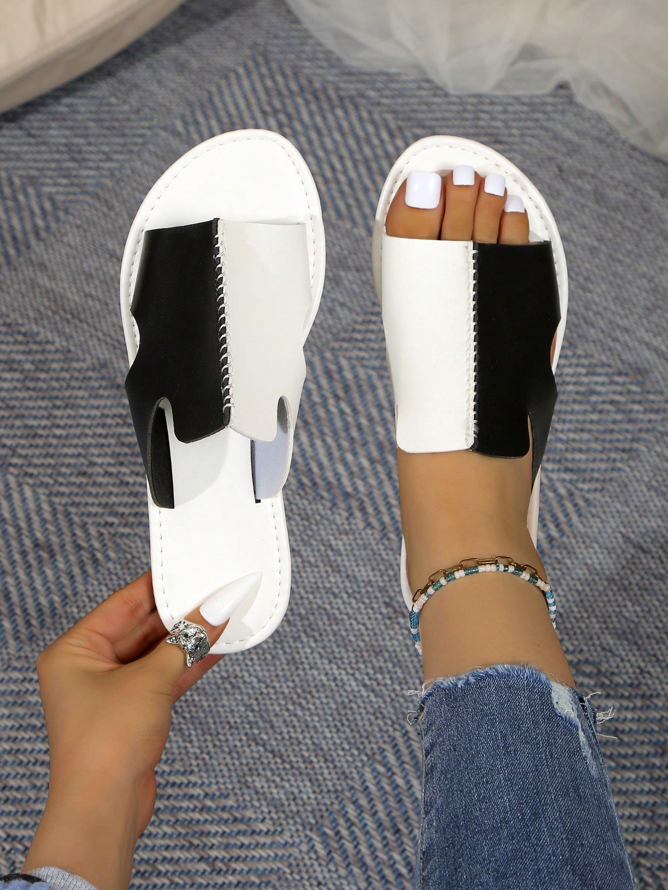 In Black and White Women Sandals