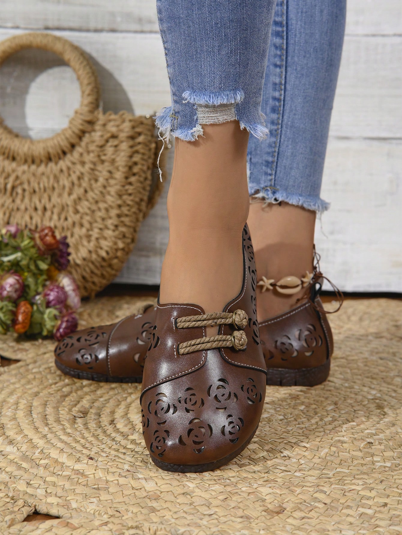 In Coffee Brown Women Flats