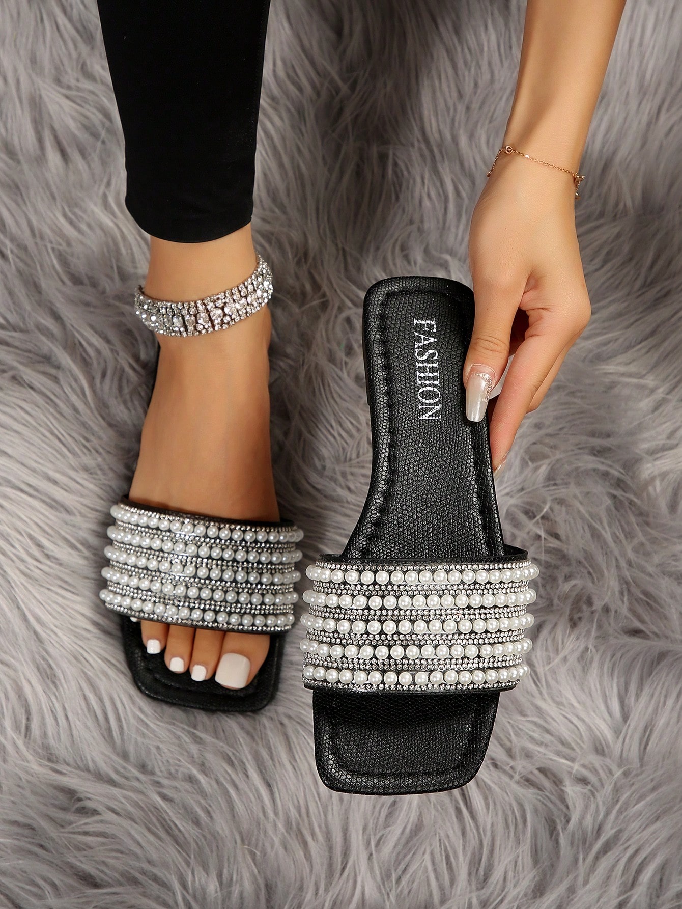 In Black and White Women Sandals