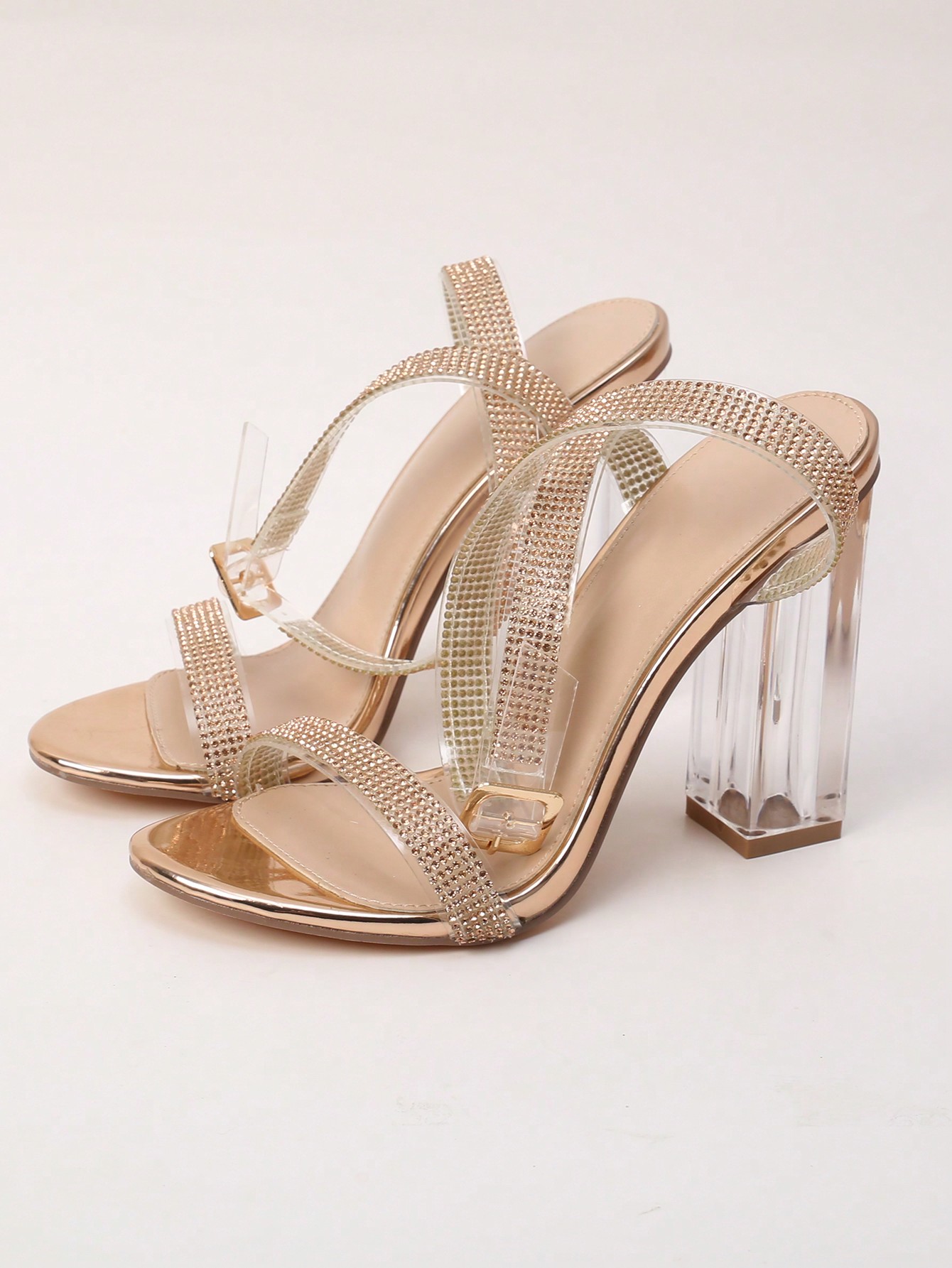 In Rose Gold Women Heeled Sandals