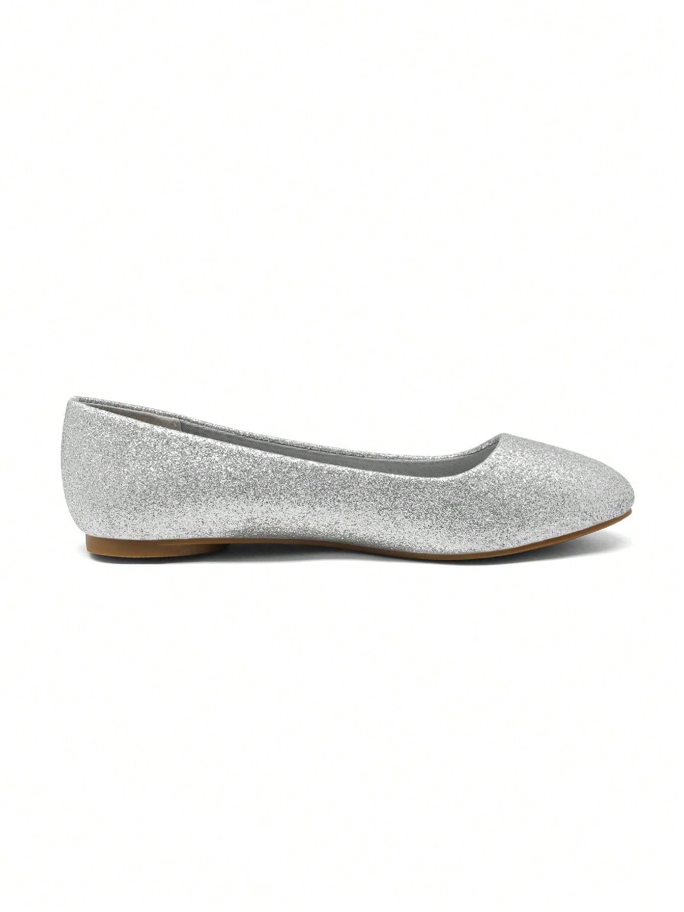 In Silver Women Flats