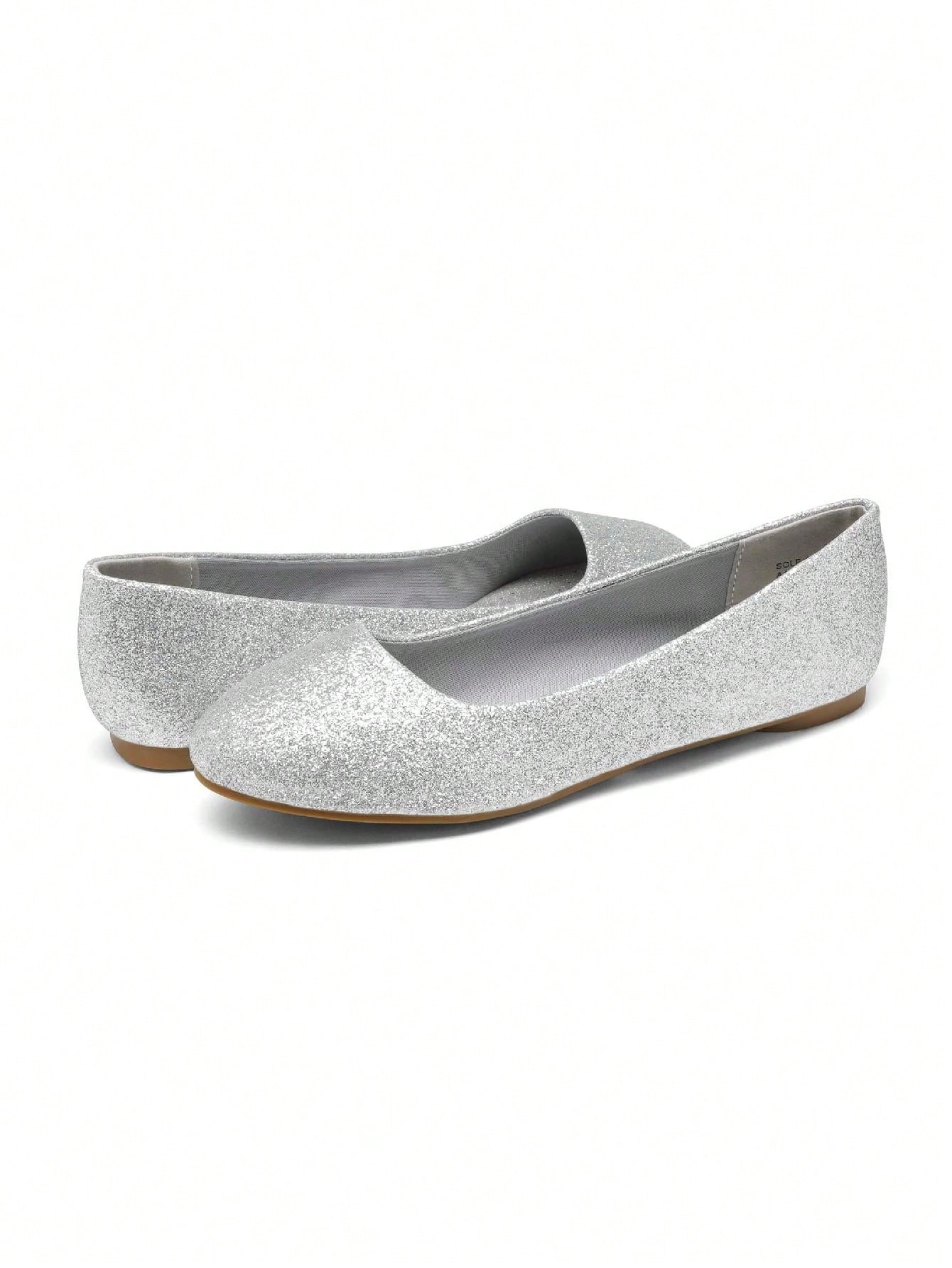 In Silver Women Flats