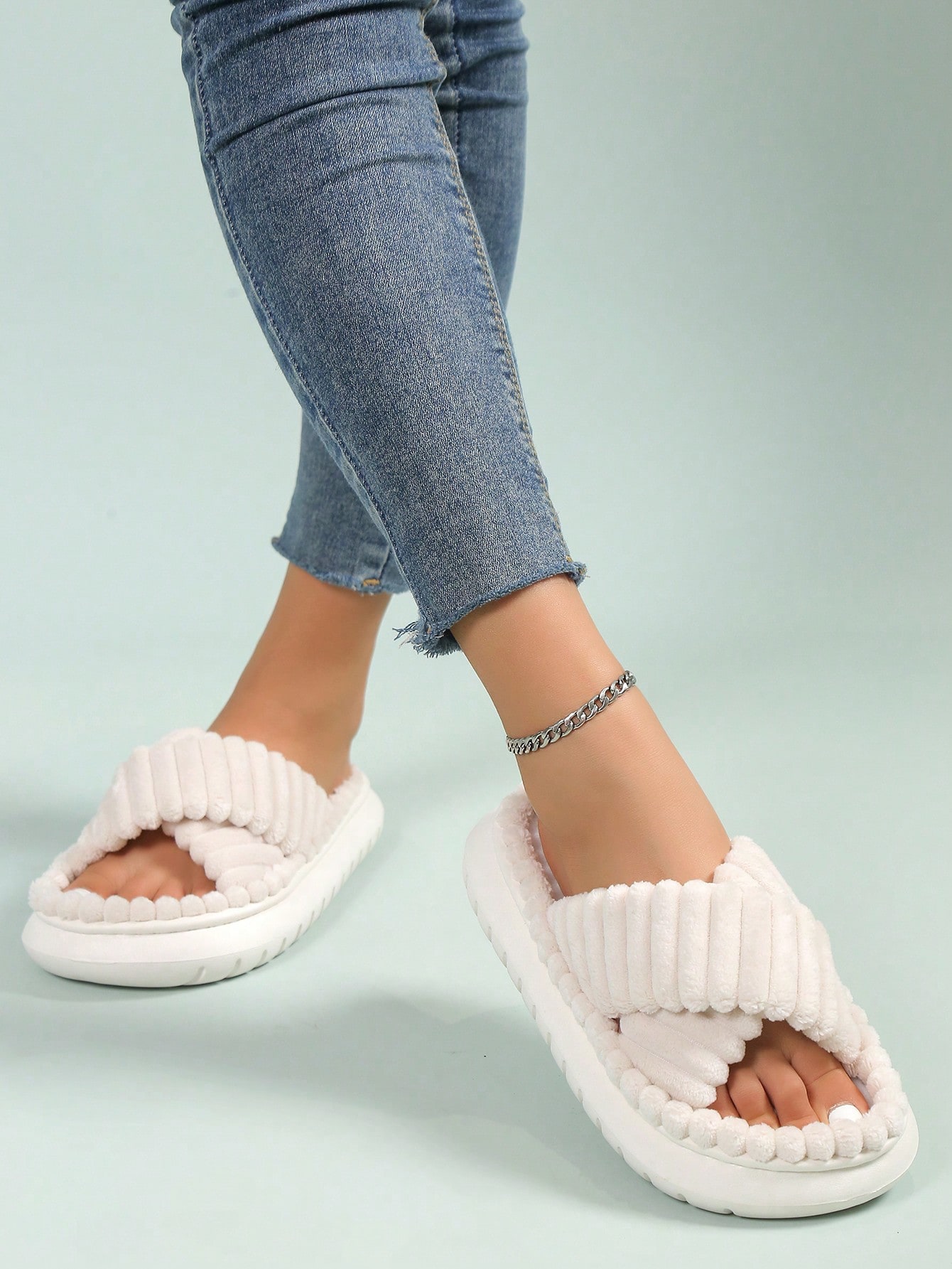 In Beige Women Home Slippers