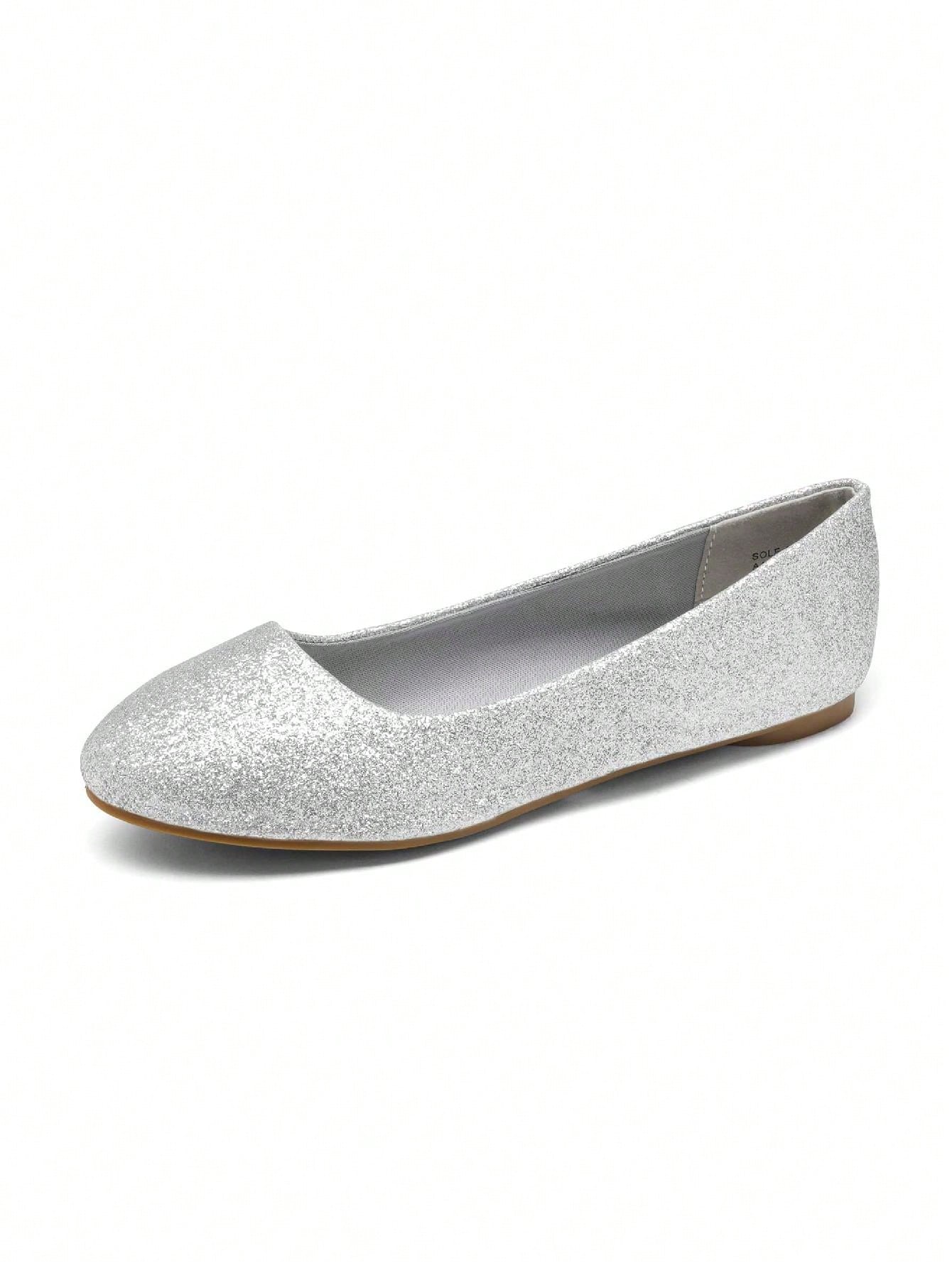 In Silver Women Flats