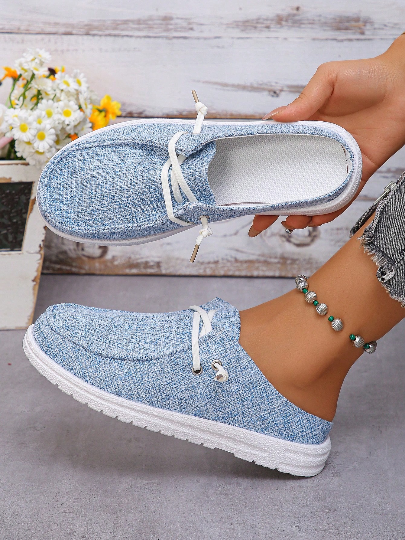 In Baby Blue Women Flats