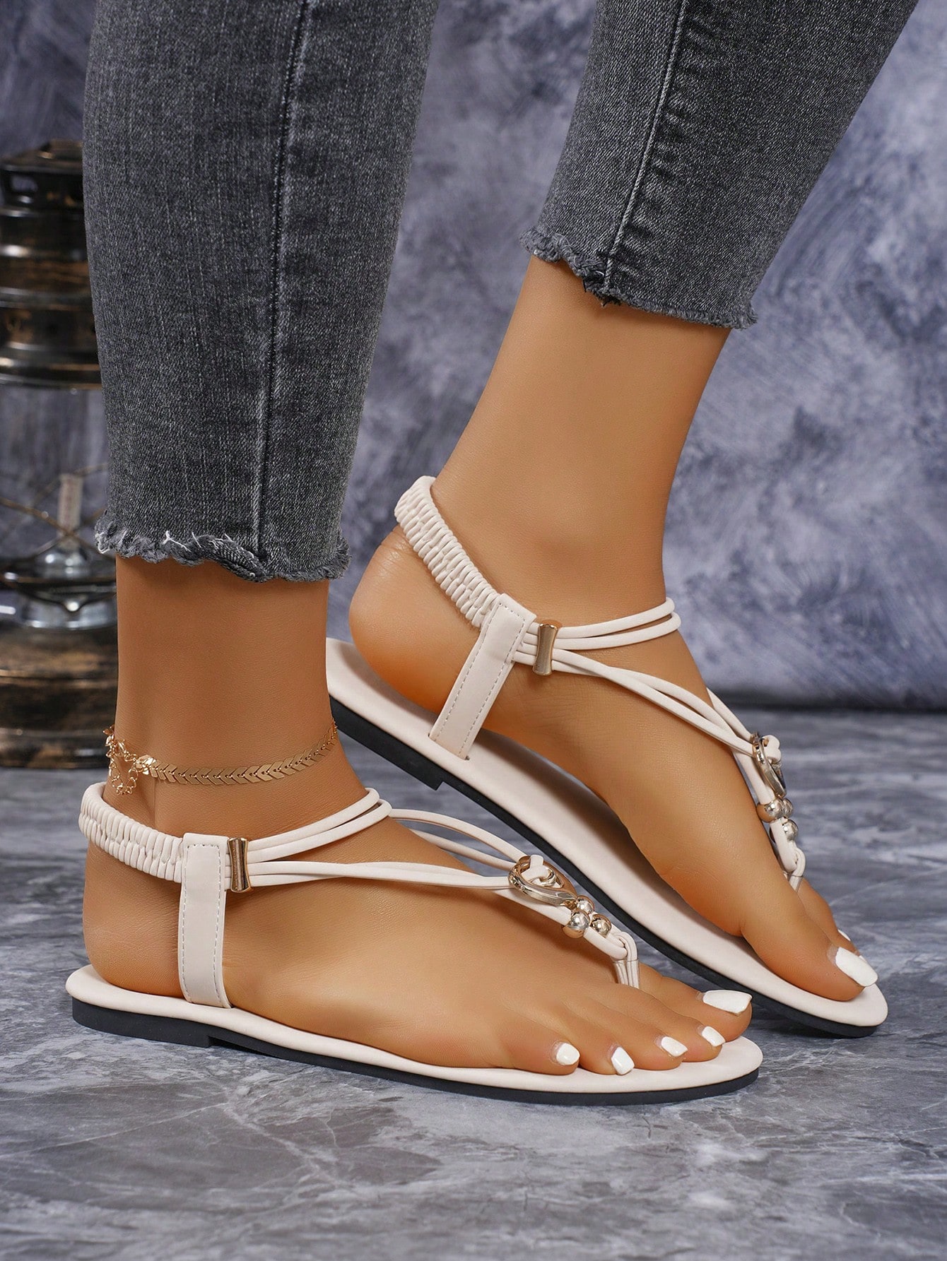 In Beige Women Flat Sandals