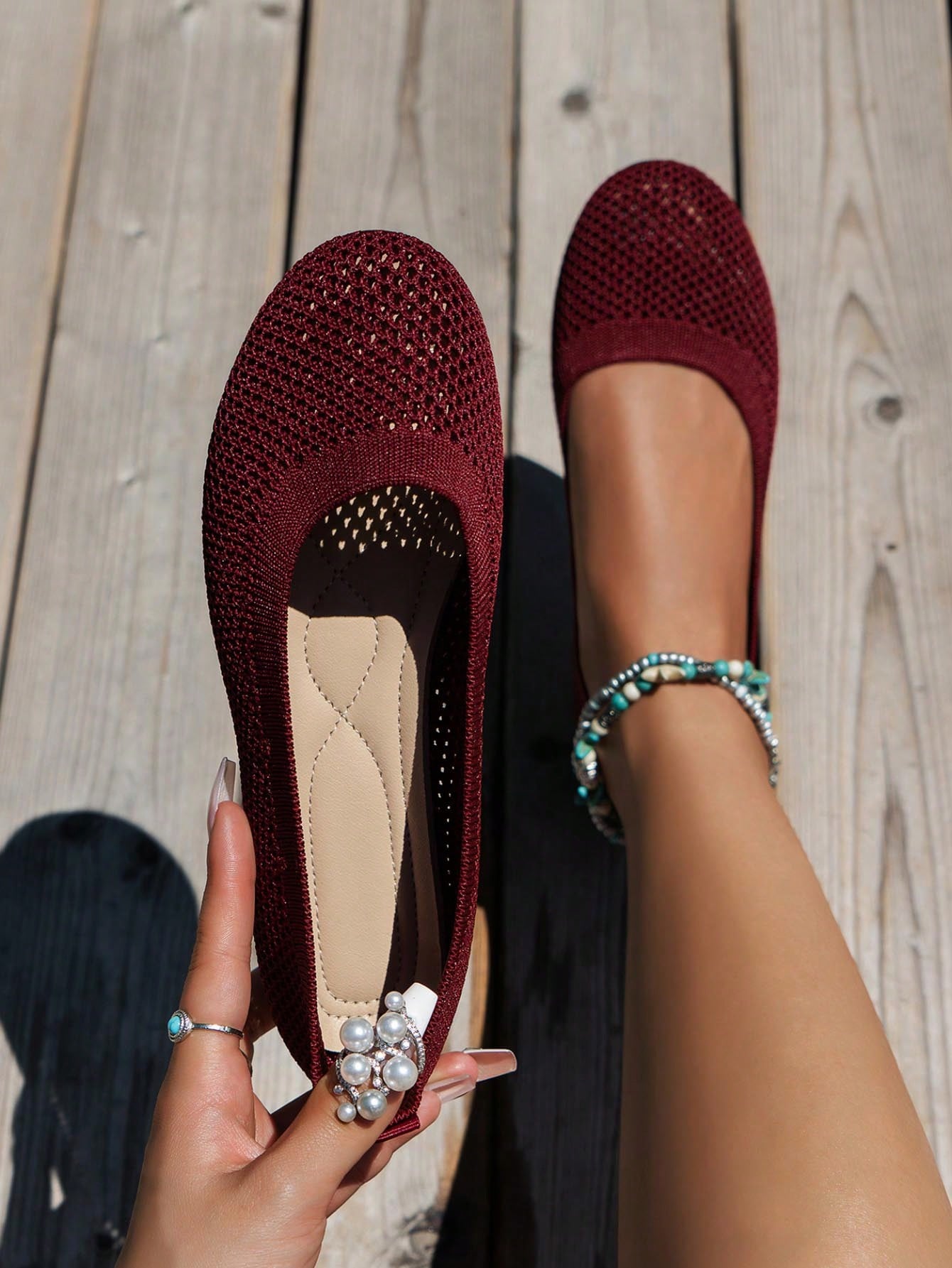 In Burgundy Women Flats