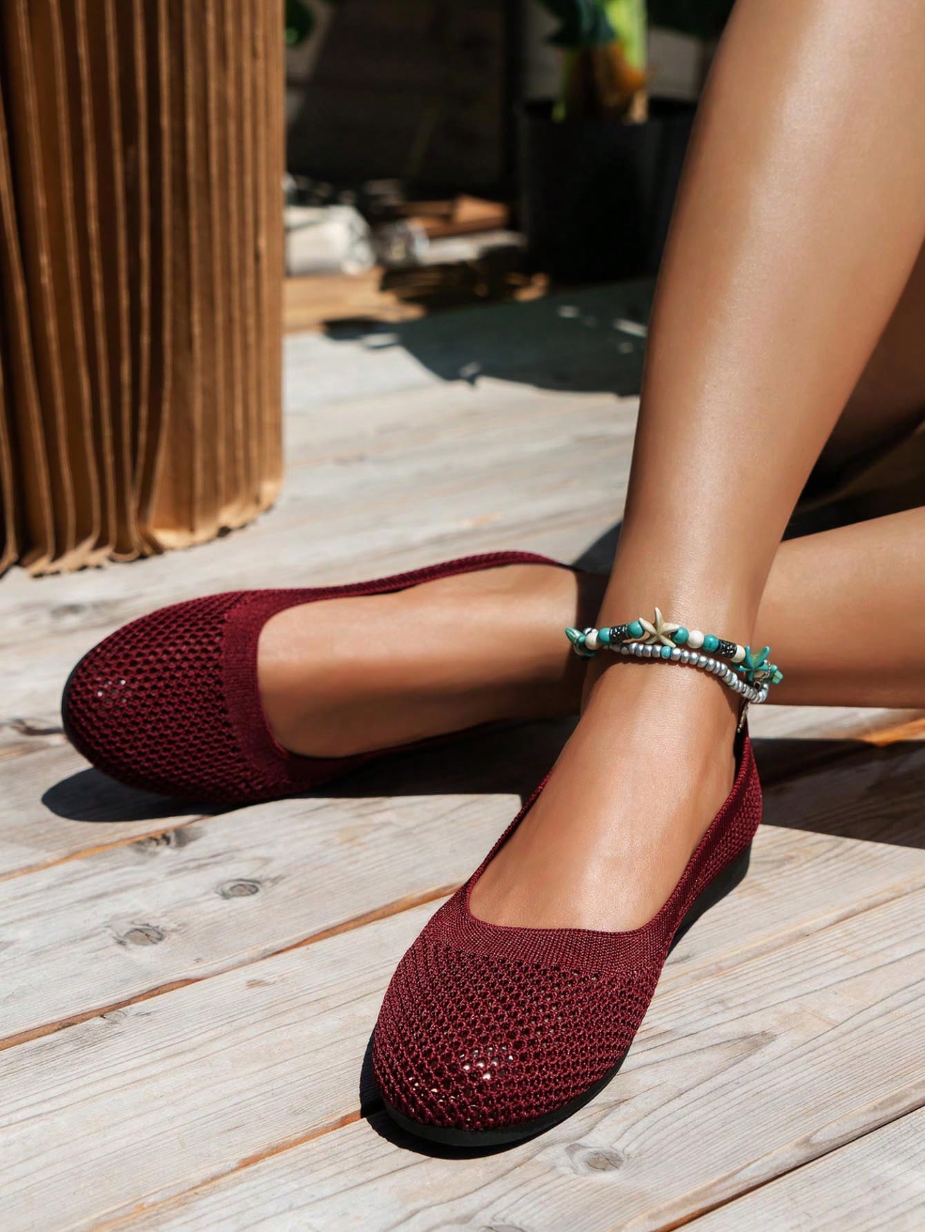 In Burgundy Women Flats