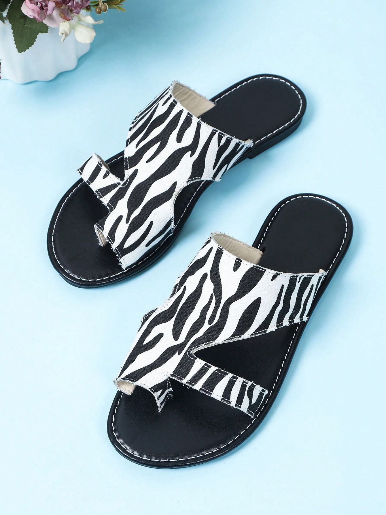 In Black and White Women Sandals