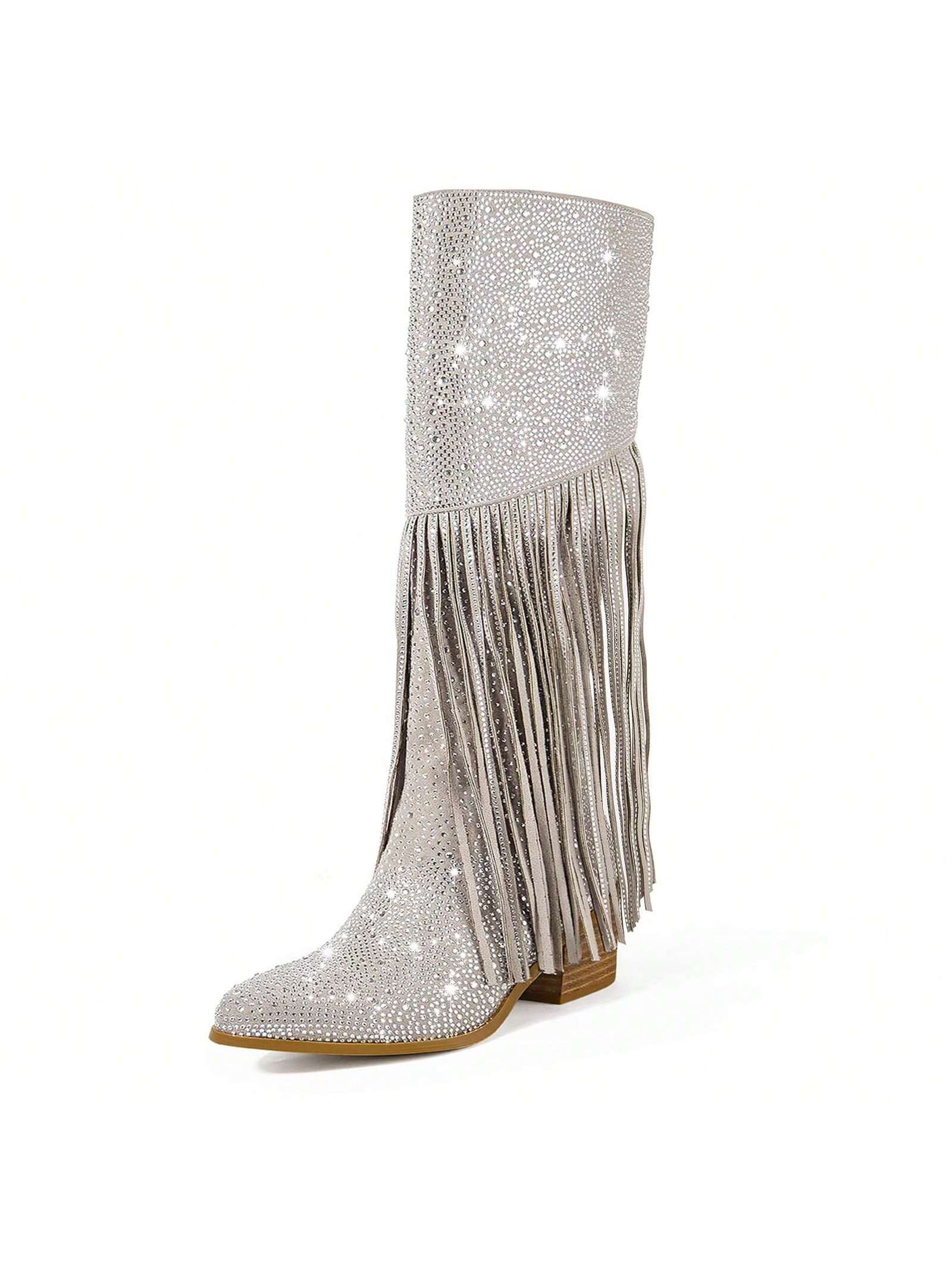 In Silver Women Knee-High Boots