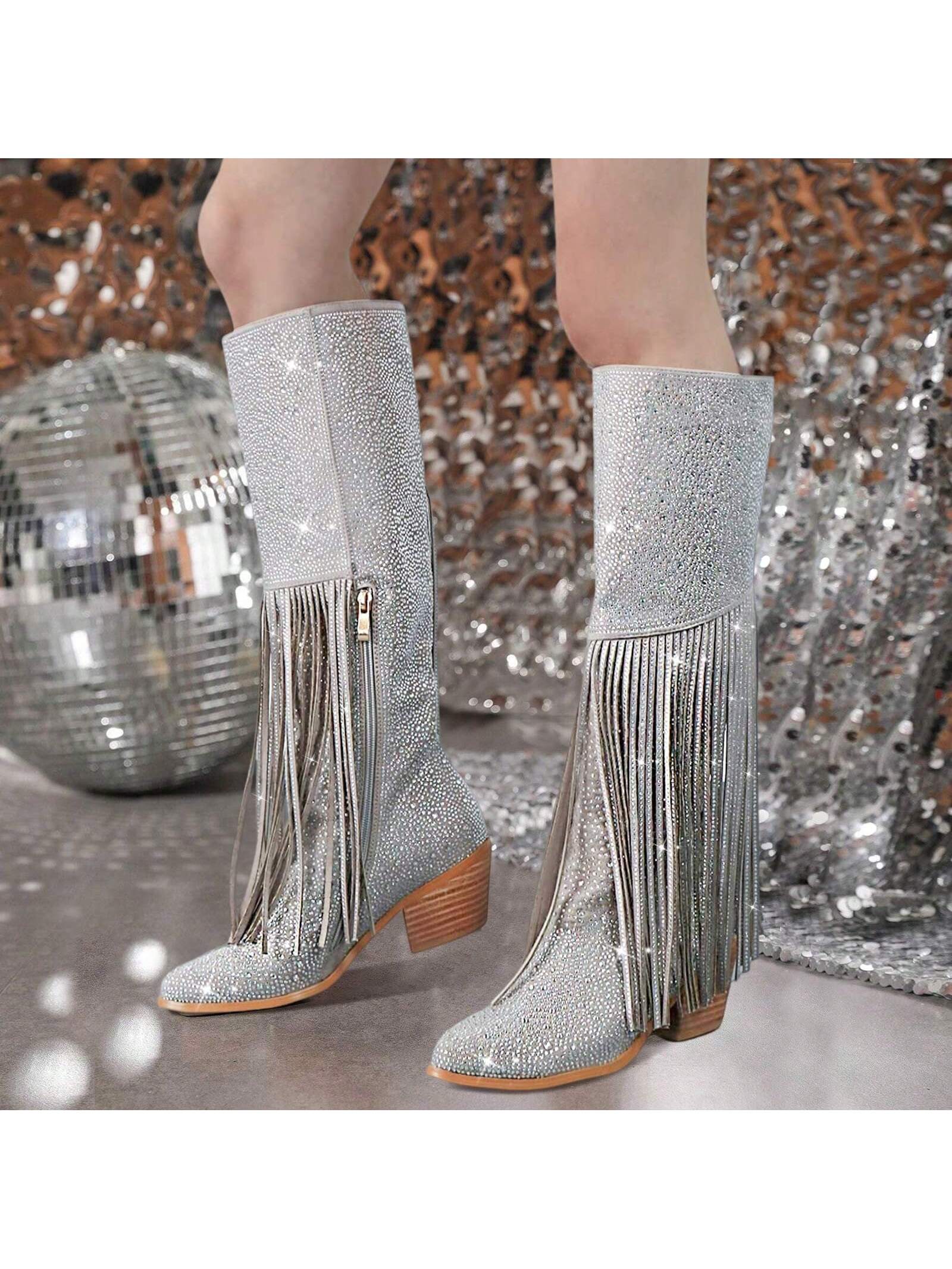 In Silver Women Knee-High Boots