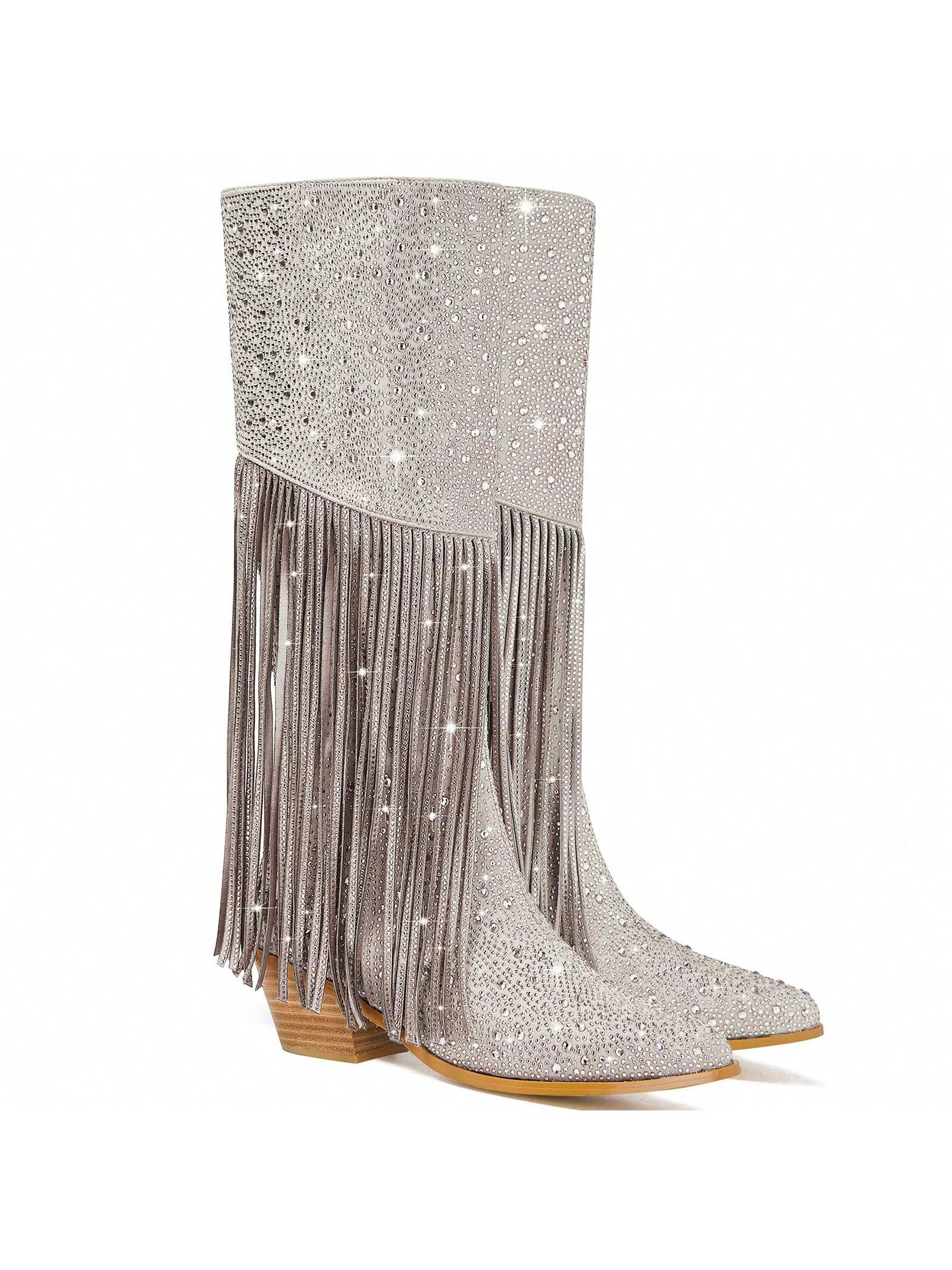 In Silver Women Knee-High Boots