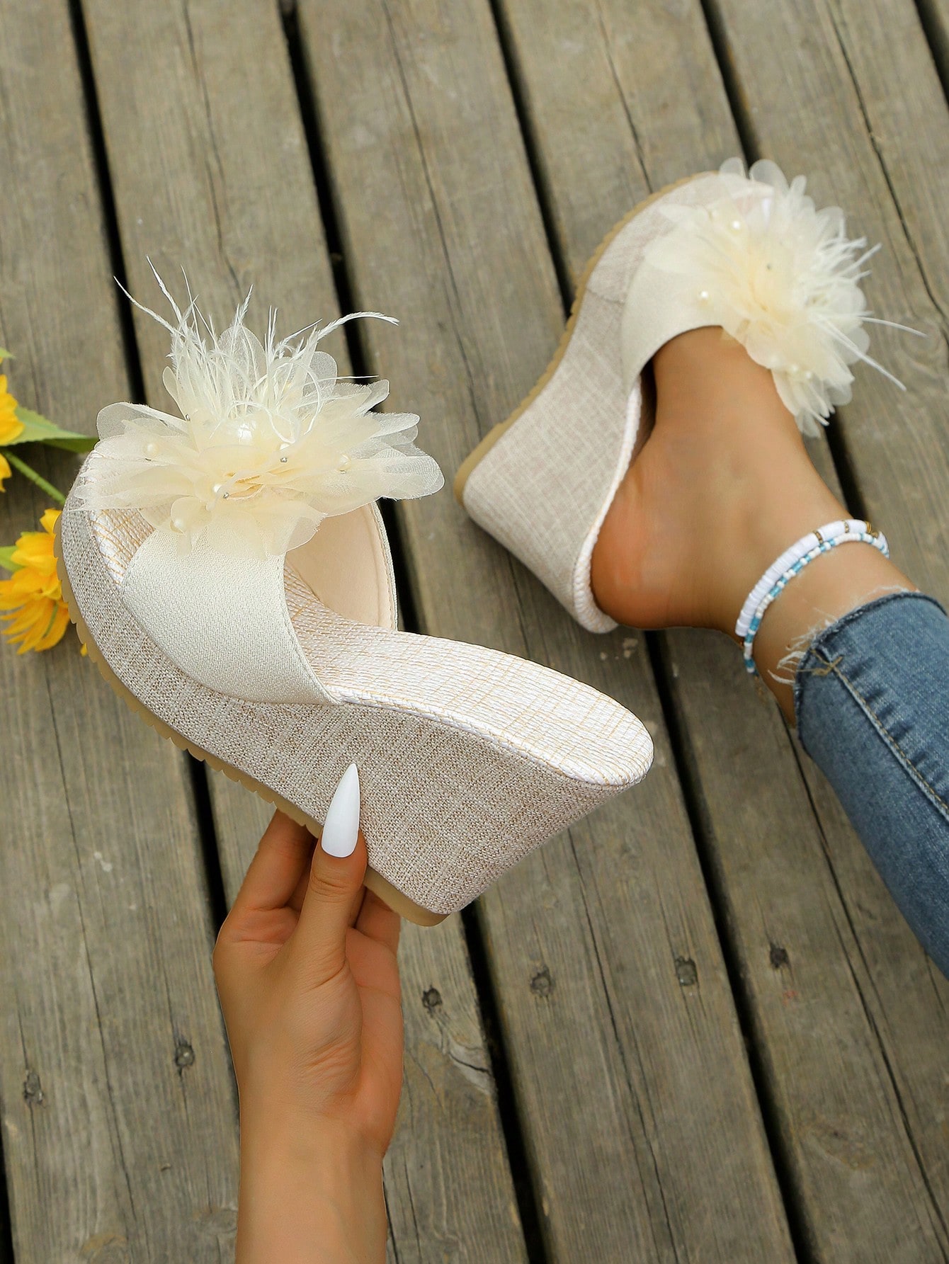 In Beige Women Wedges & Flatform