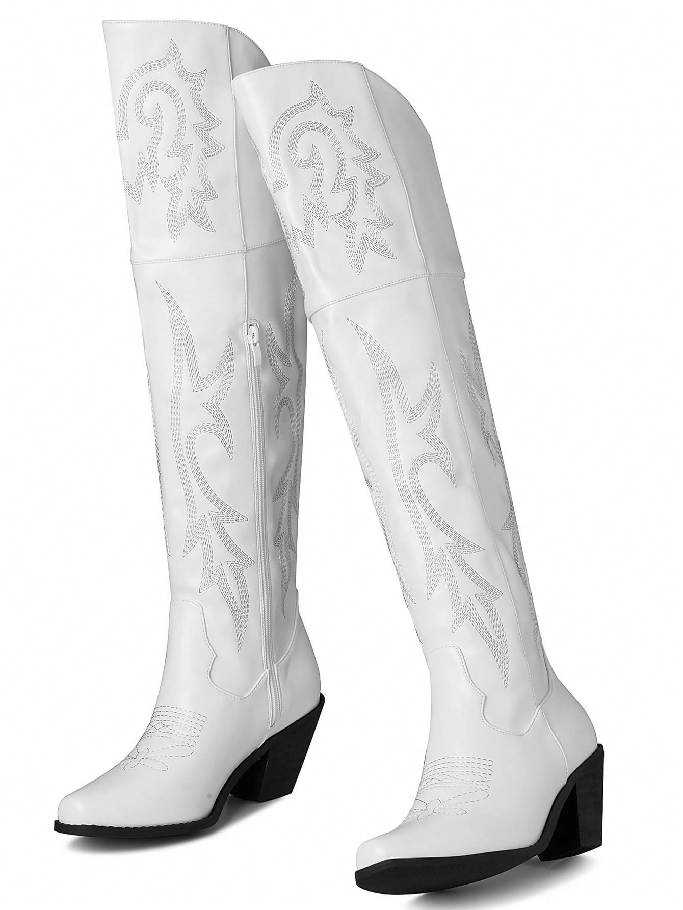 In White Women Over-the-Knee Boots