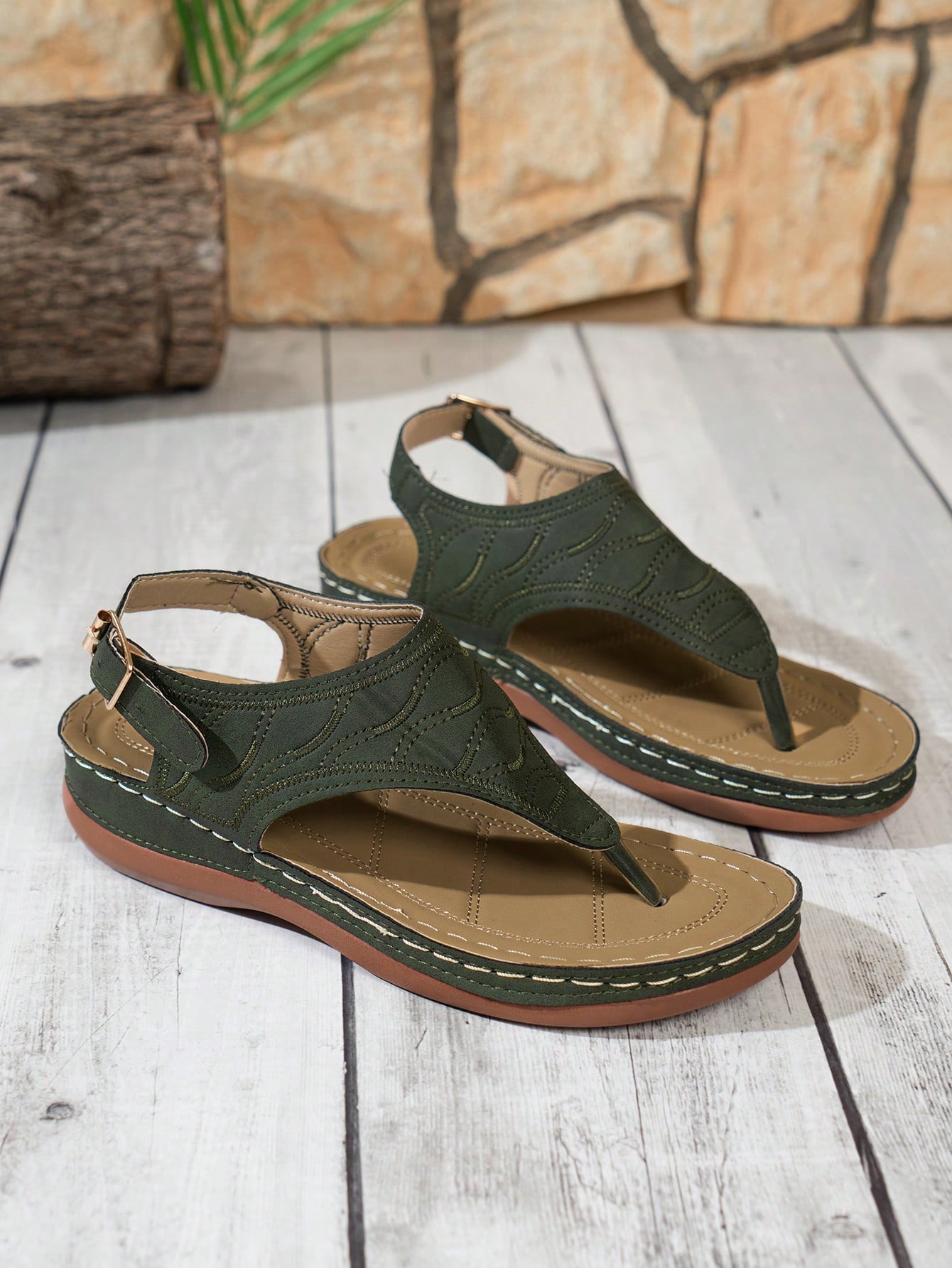 In Olive Green Women Sandals