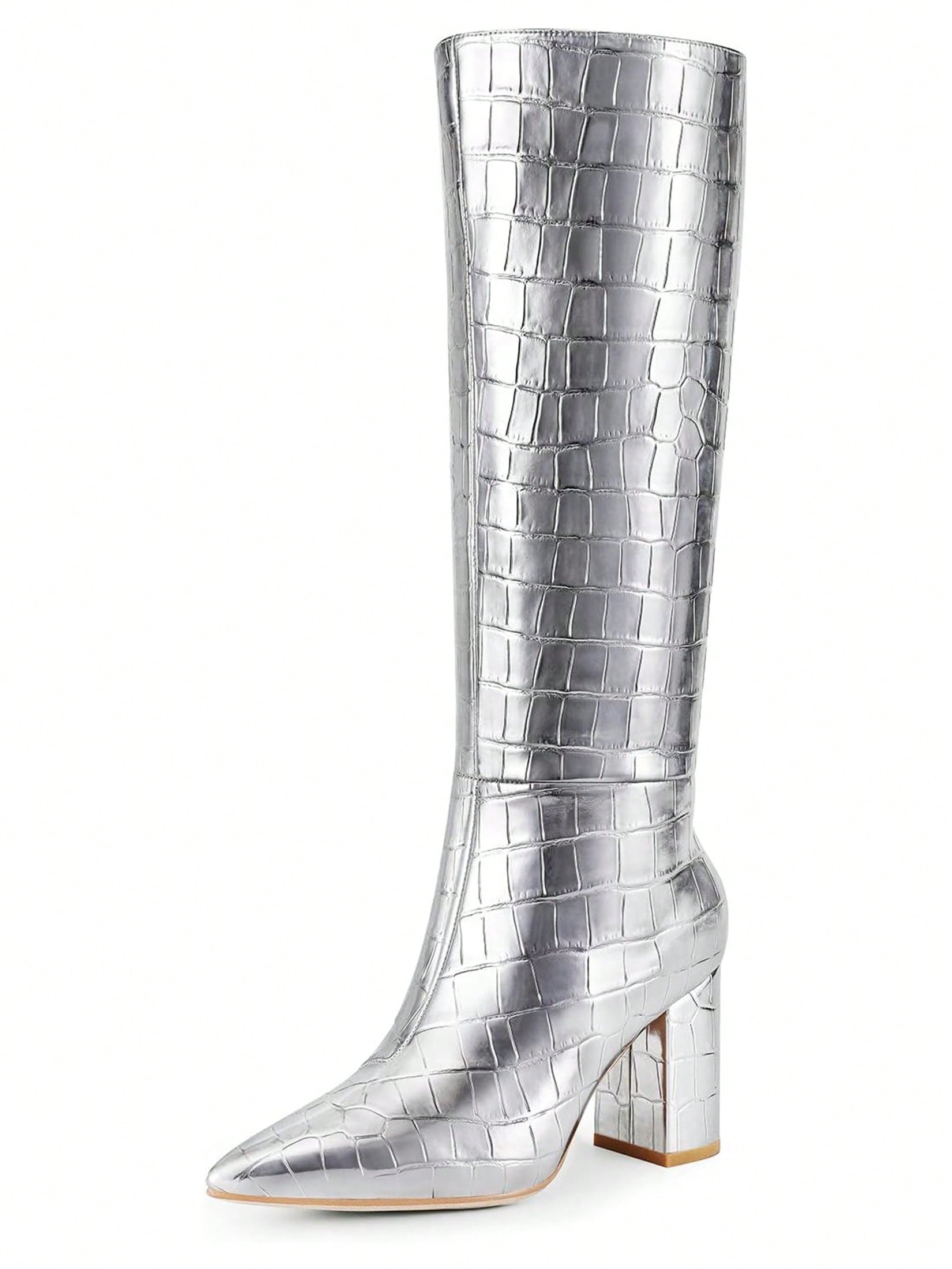 In Silver Women Knee-High Boots