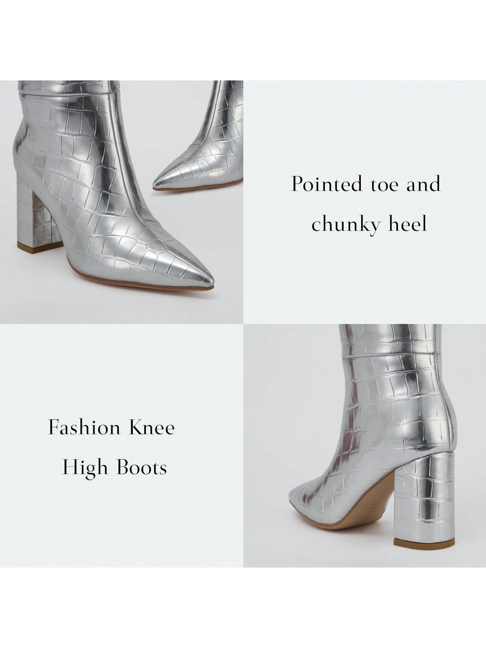 In Silver Women Knee-High Boots