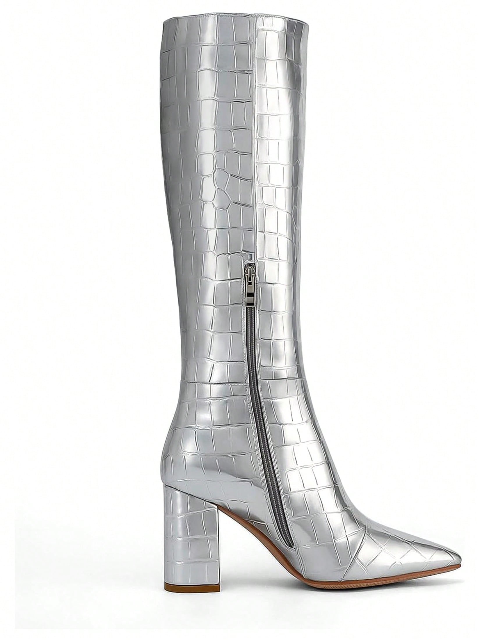 In Silver Women Knee-High Boots