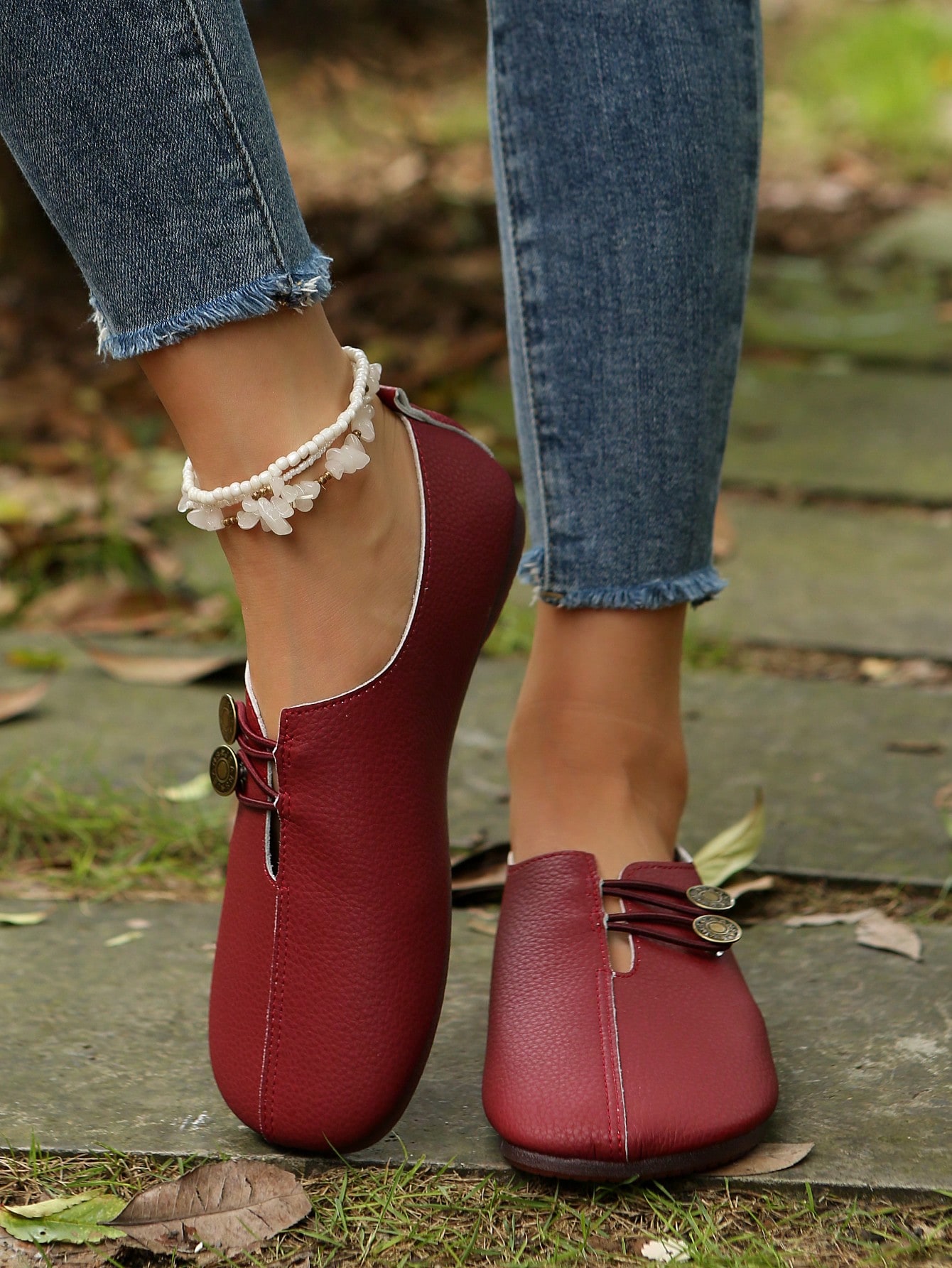 In Burgundy Women Flats