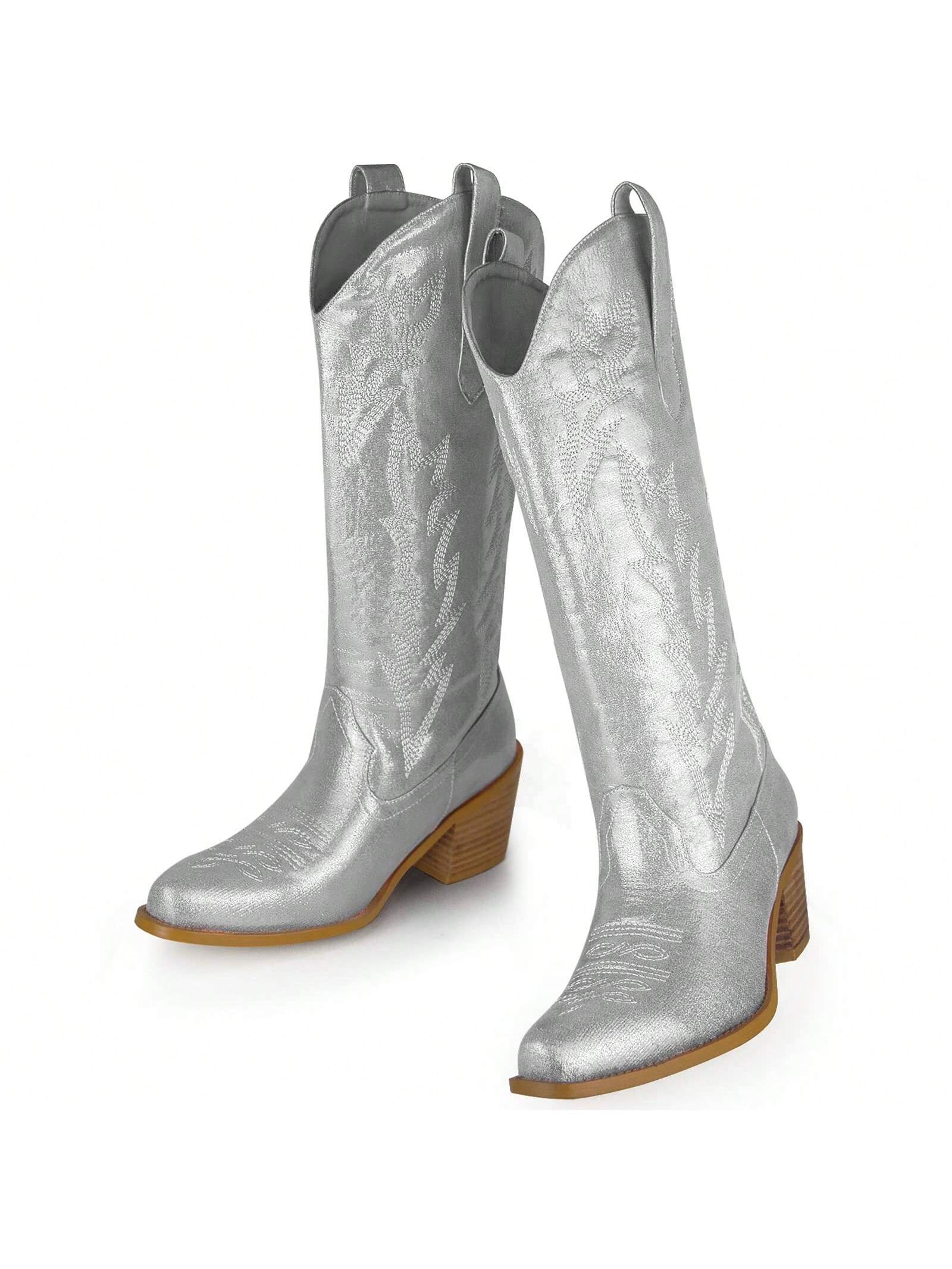 In Silver Women Knee-High Boots