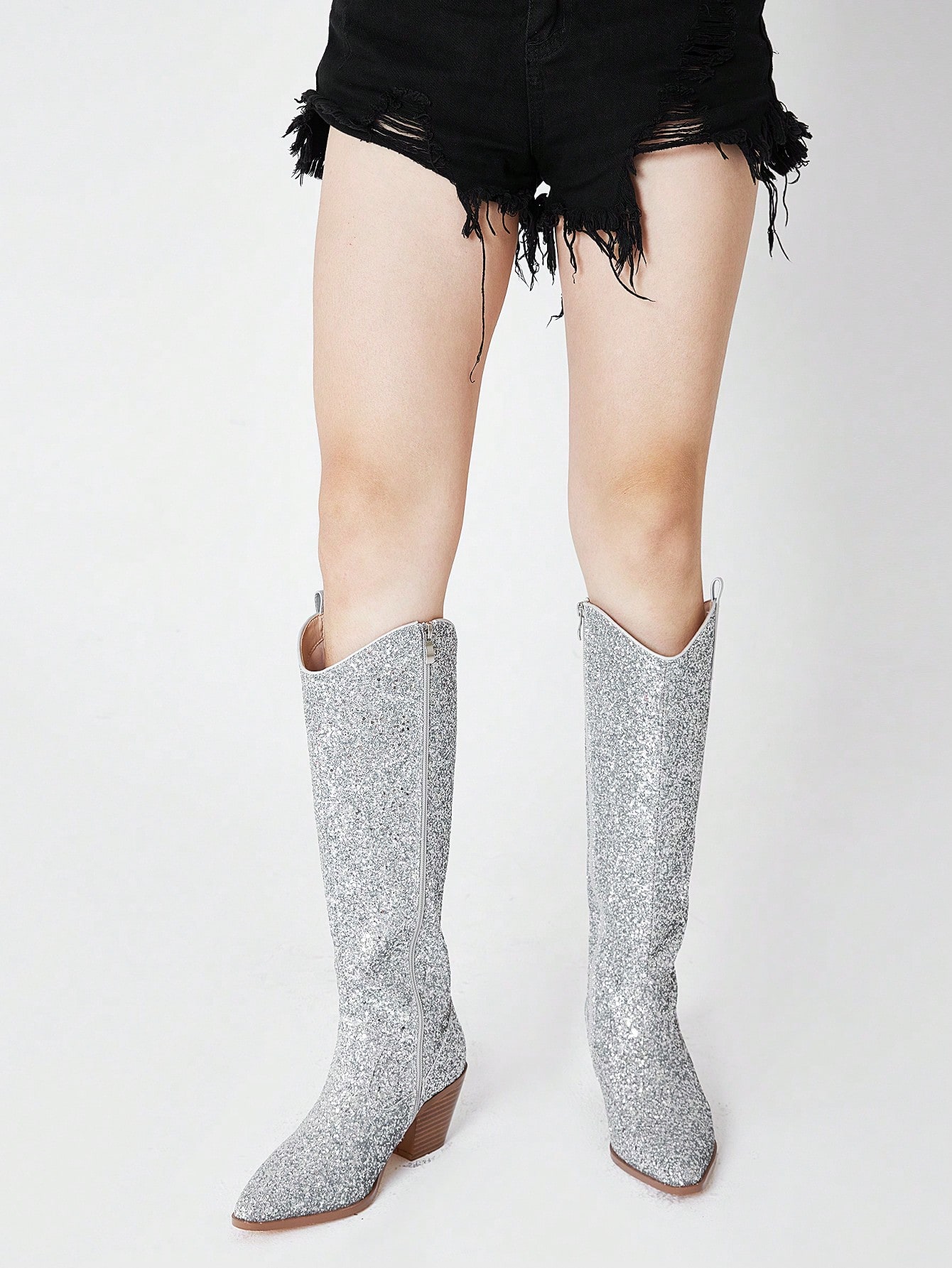 In Silver Women Knee-High Boots