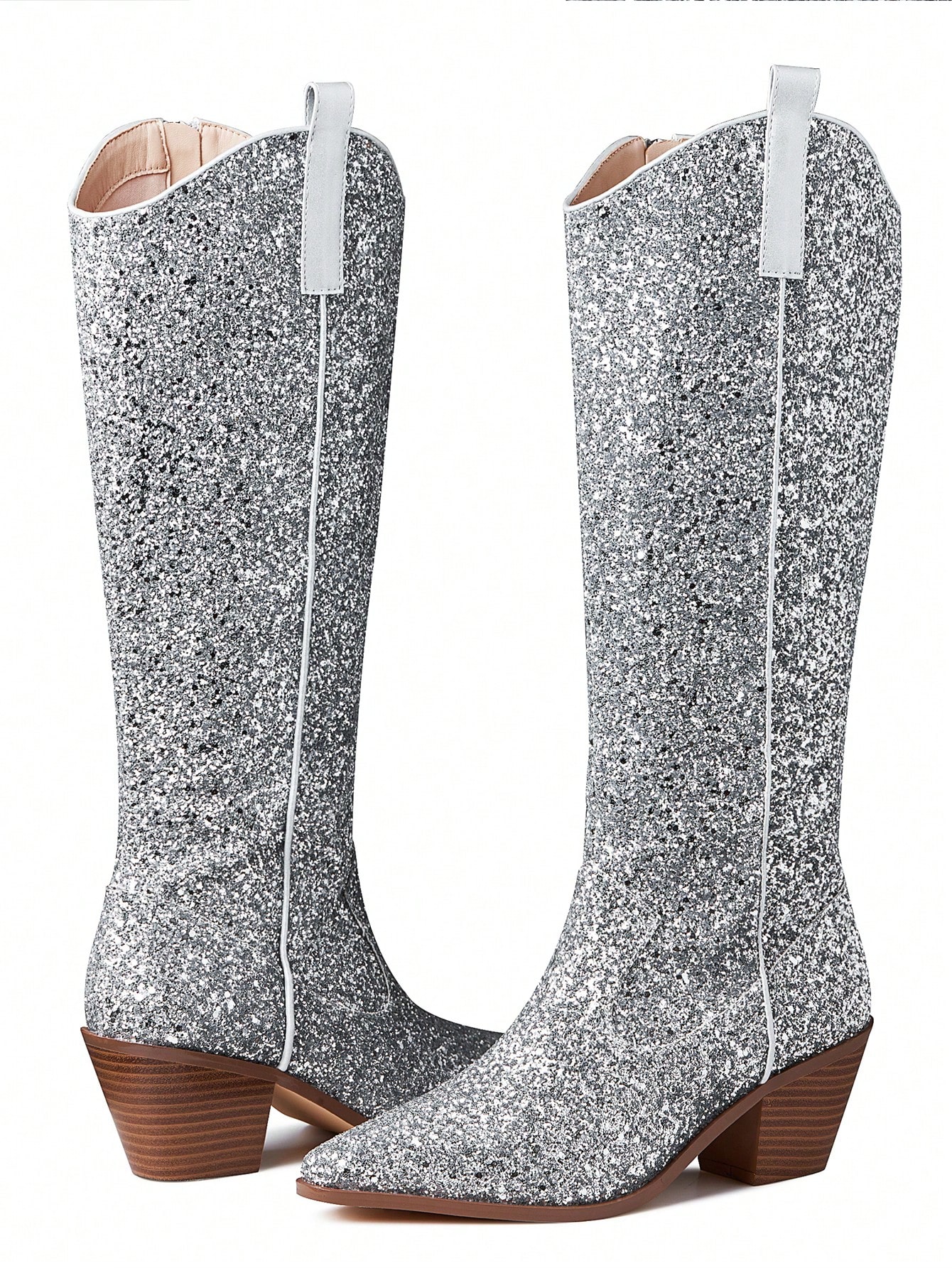 In Silver Women Knee-High Boots