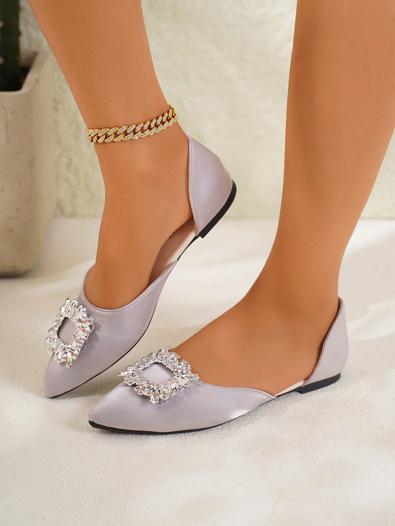 In Silver Women Flats