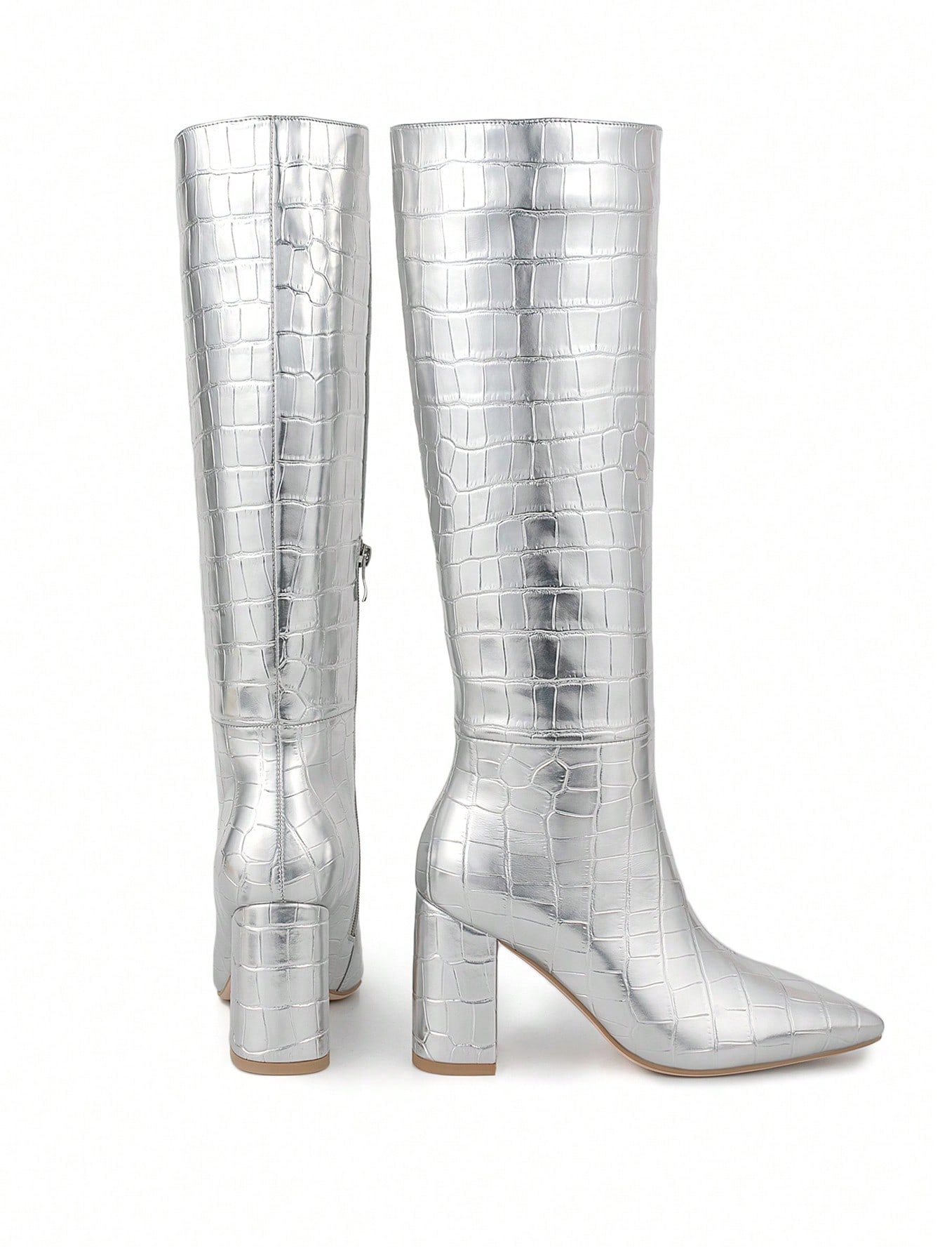 In Silver Women Knee-High Boots