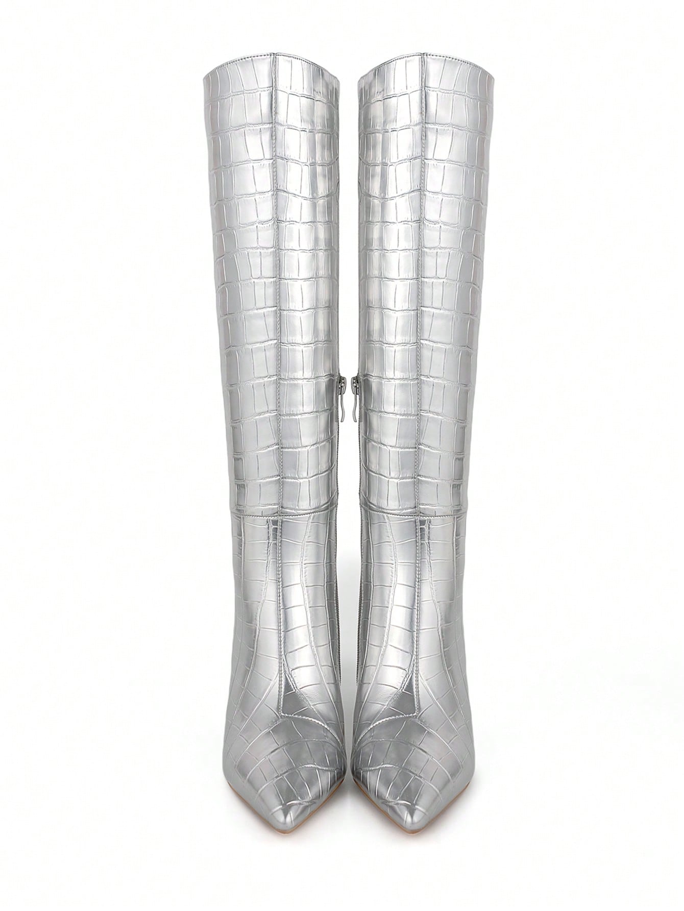 In Silver Women Knee-High Boots