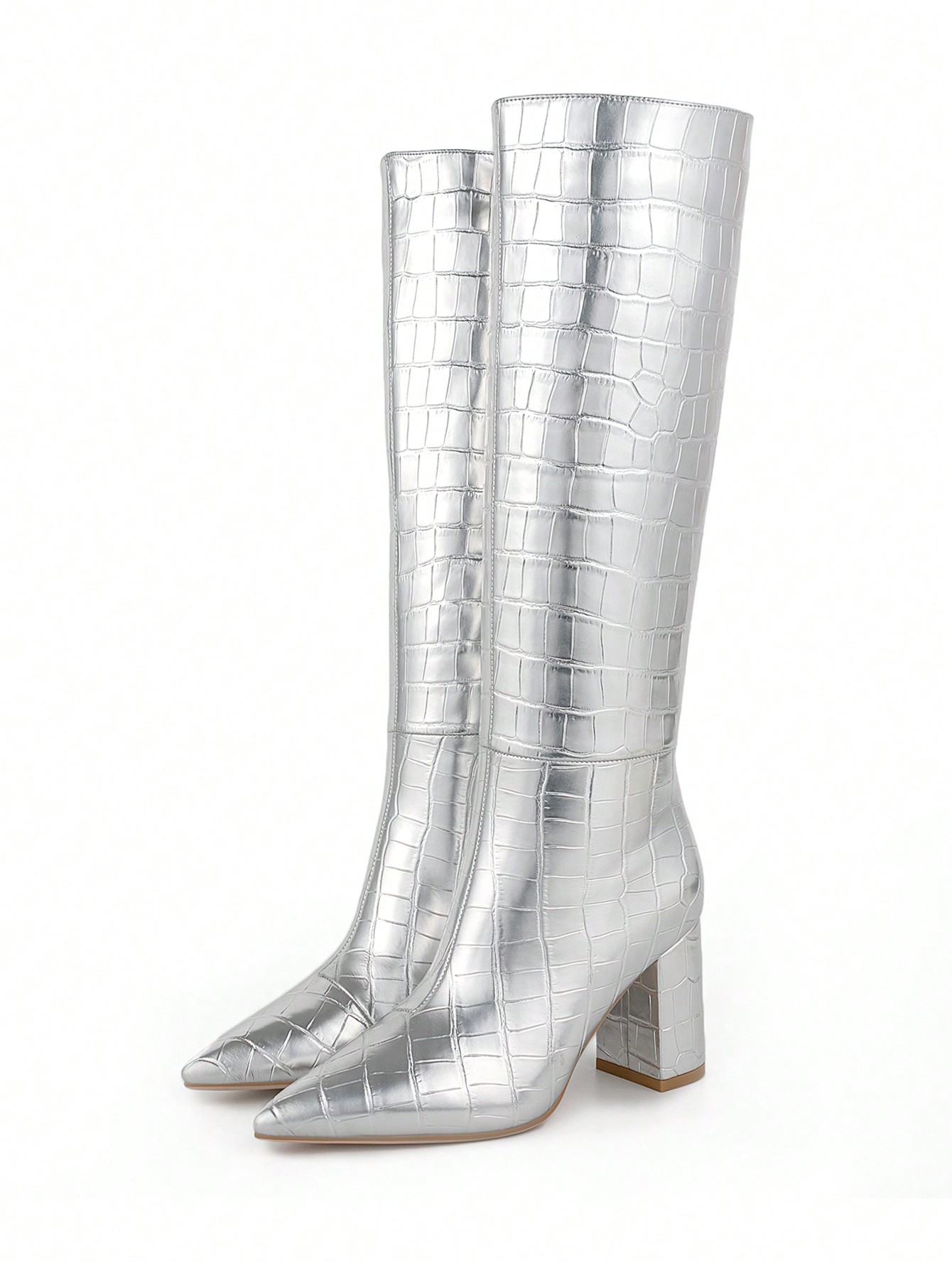 In Silver Women Knee-High Boots