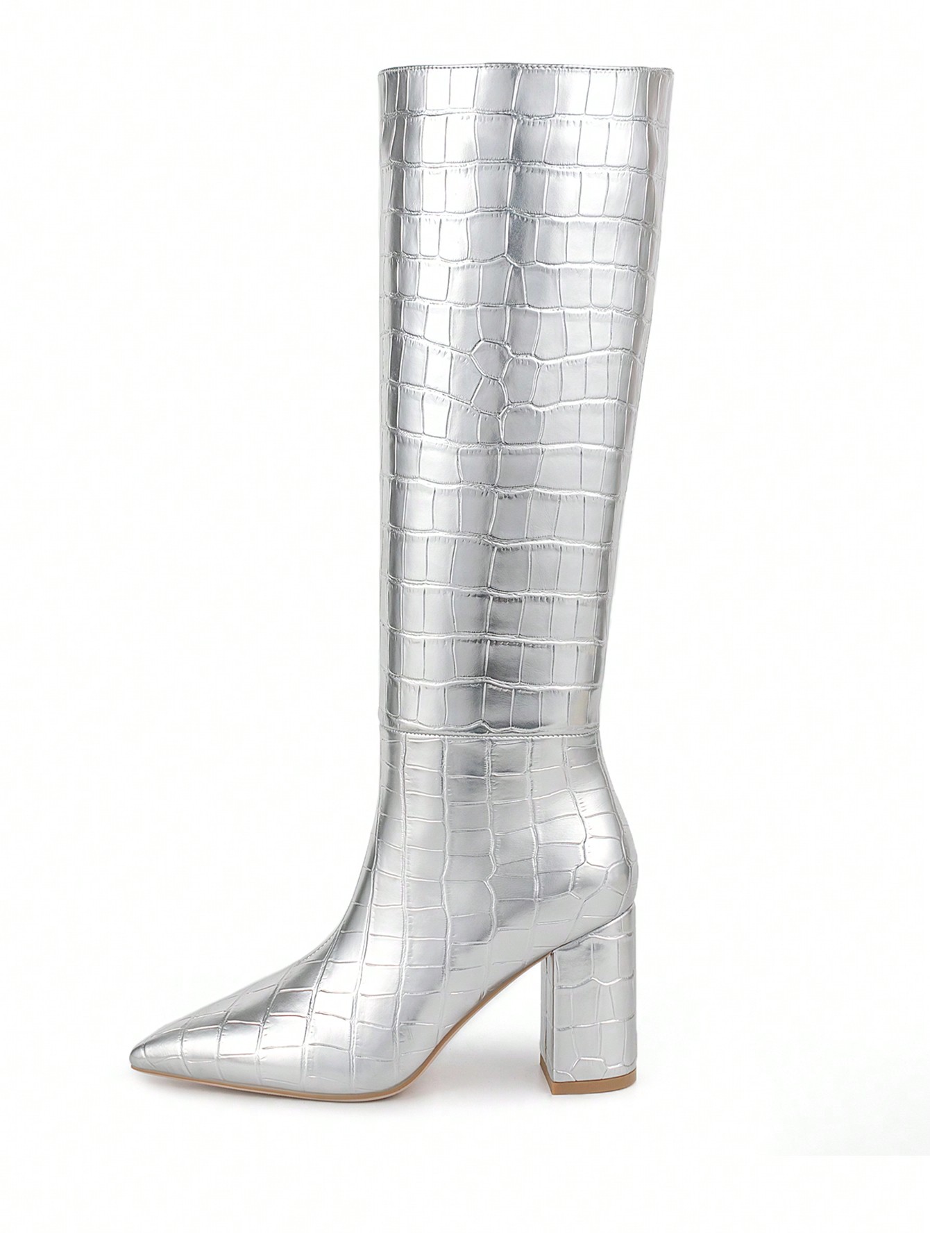 In Silver Women Knee-High Boots