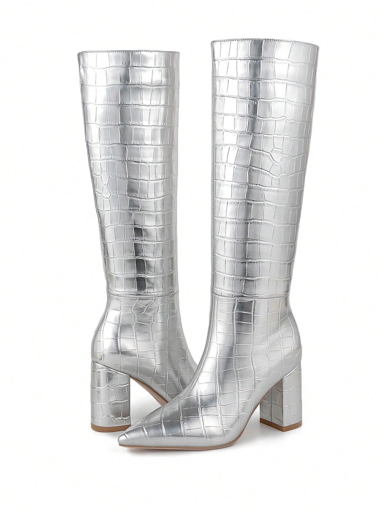 In Silver Women Knee-High Boots