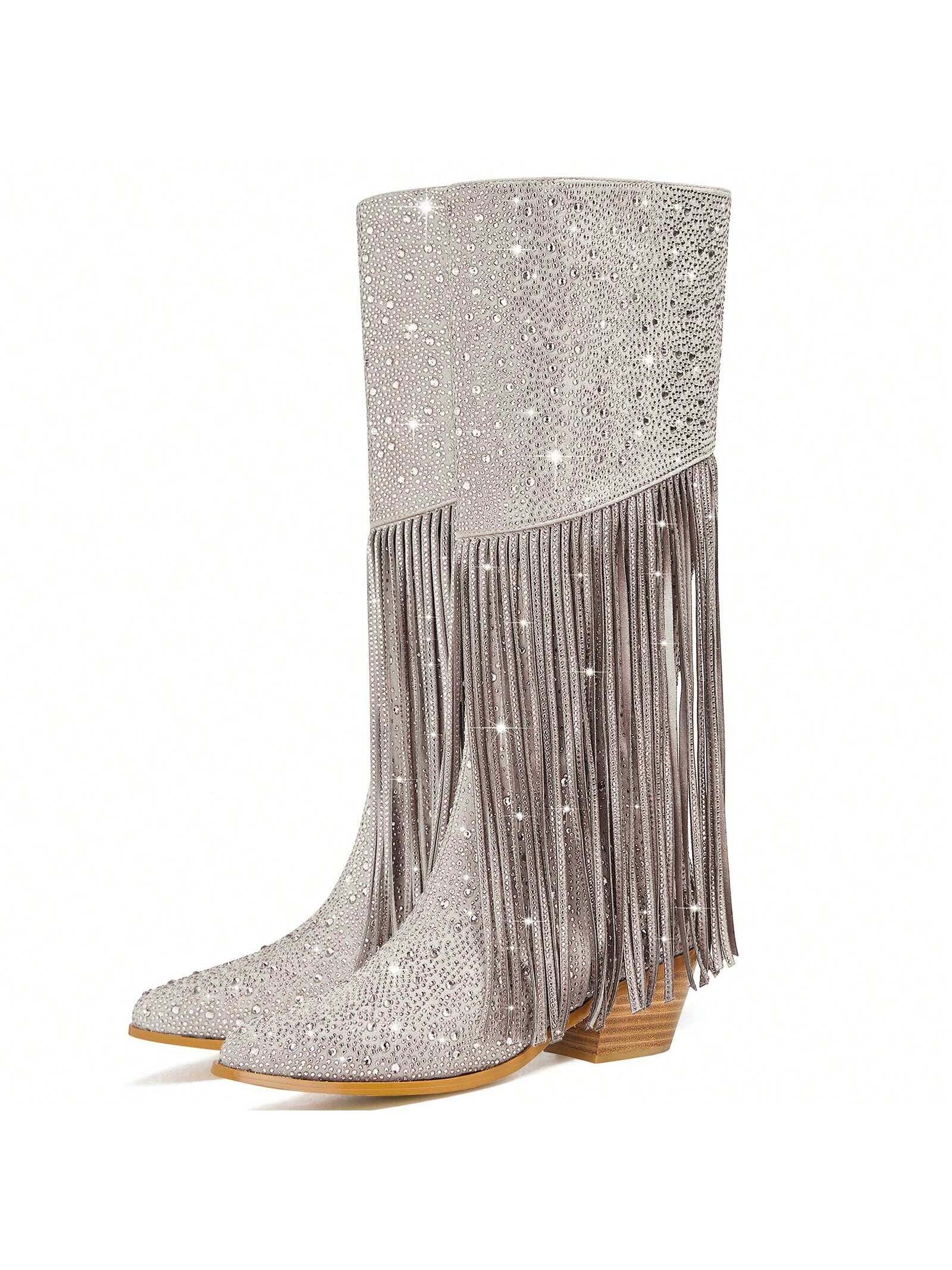 In Silver Women Knee-High Boots