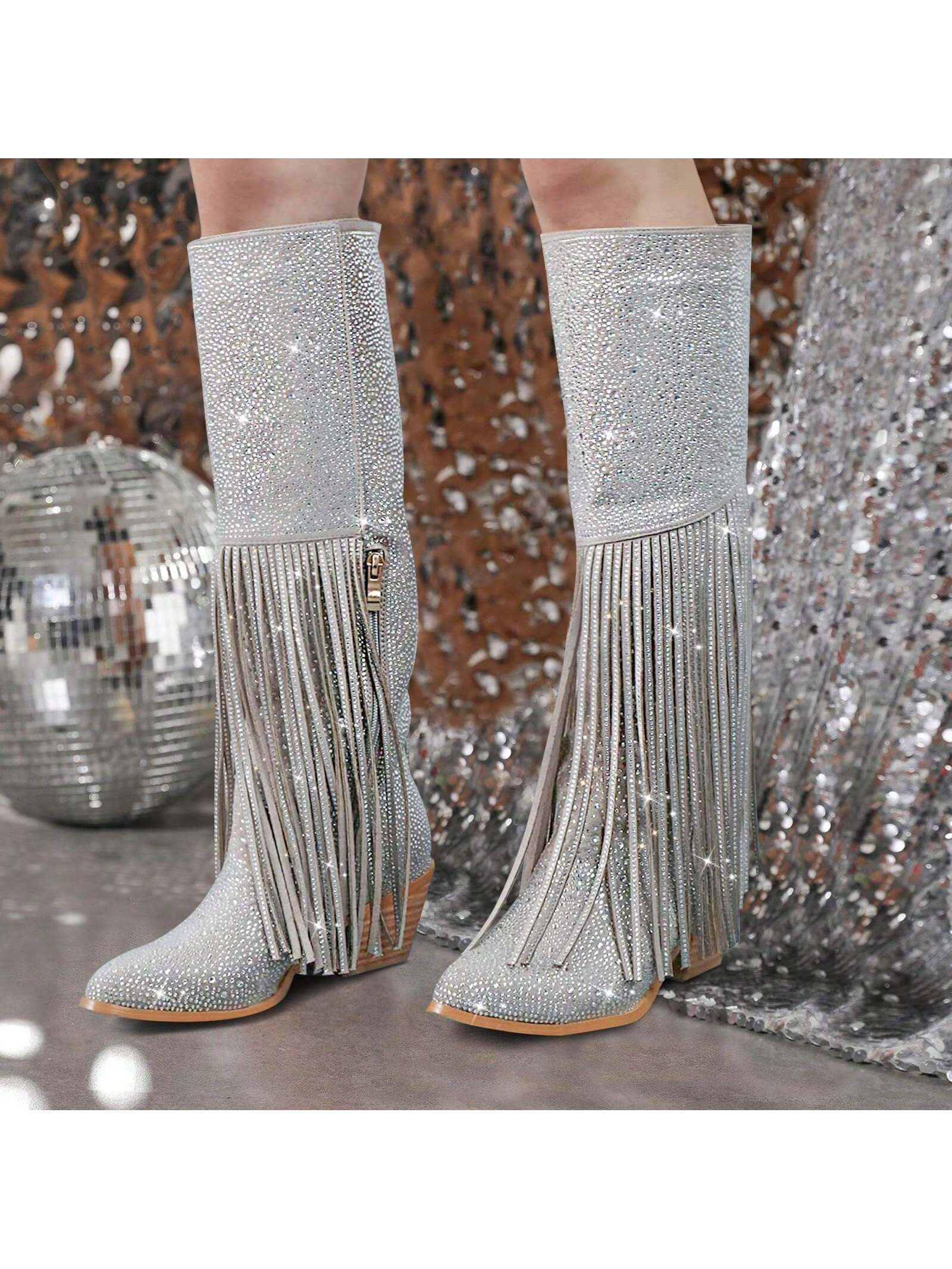 In Silver Women Knee-High Boots