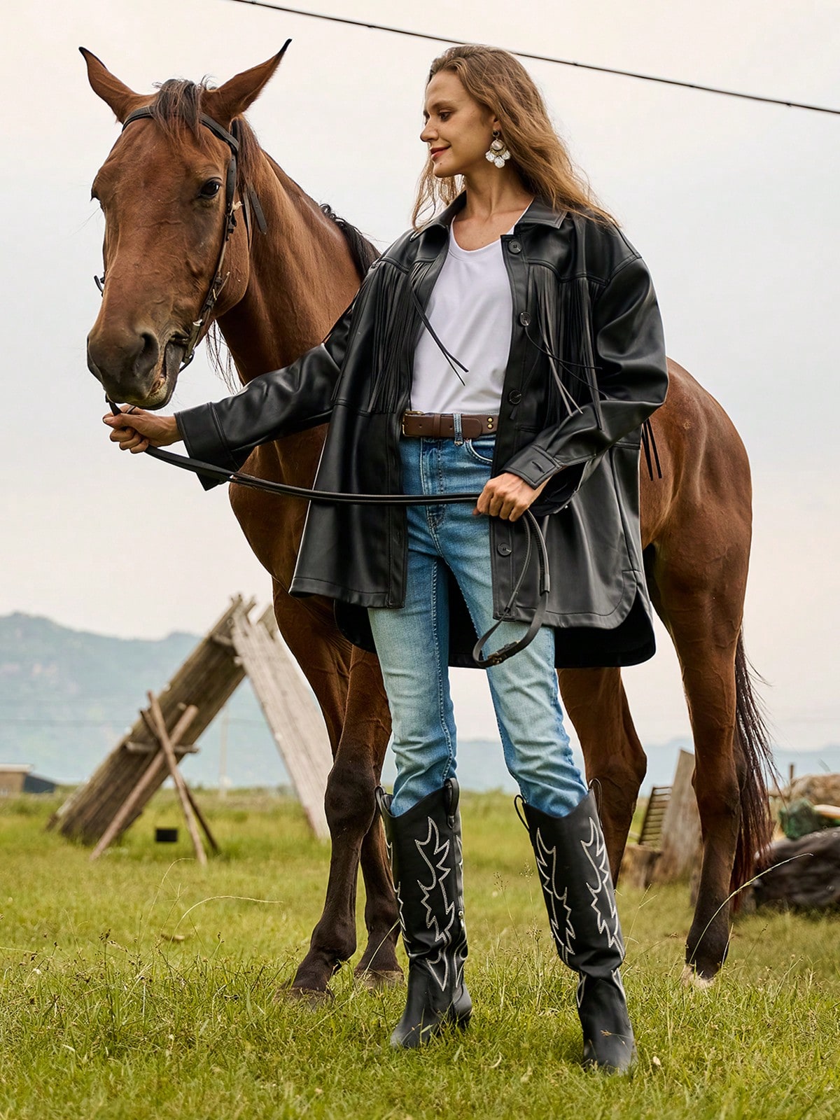 In Black Women Knee-High Boots