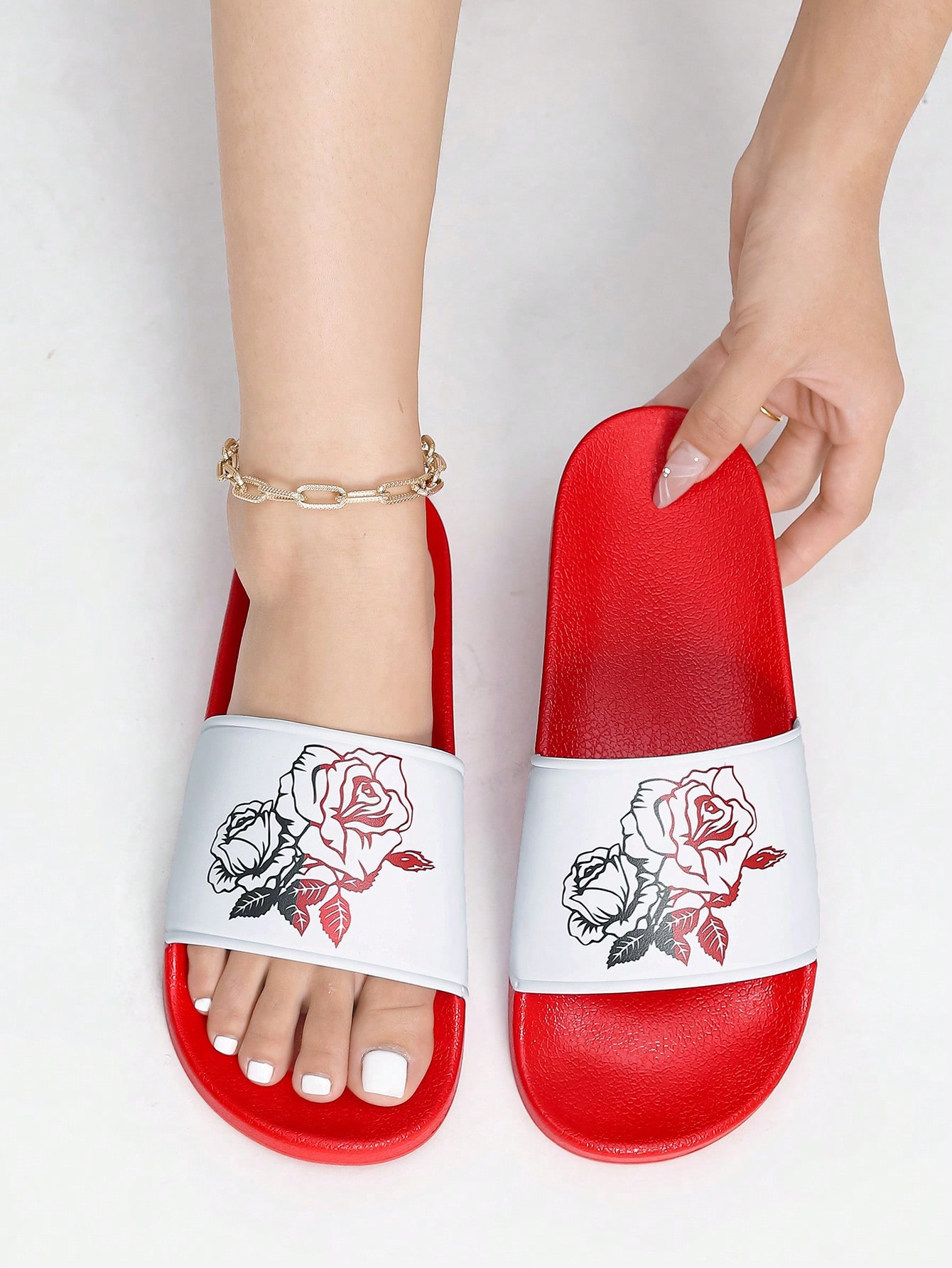 In Red and White Women Shoes