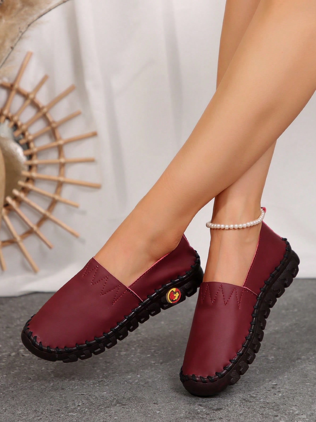 In Burgundy Women Flats