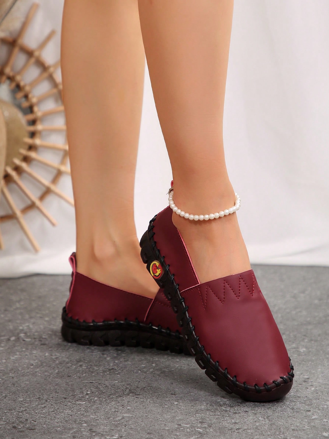 In Burgundy Women Flats