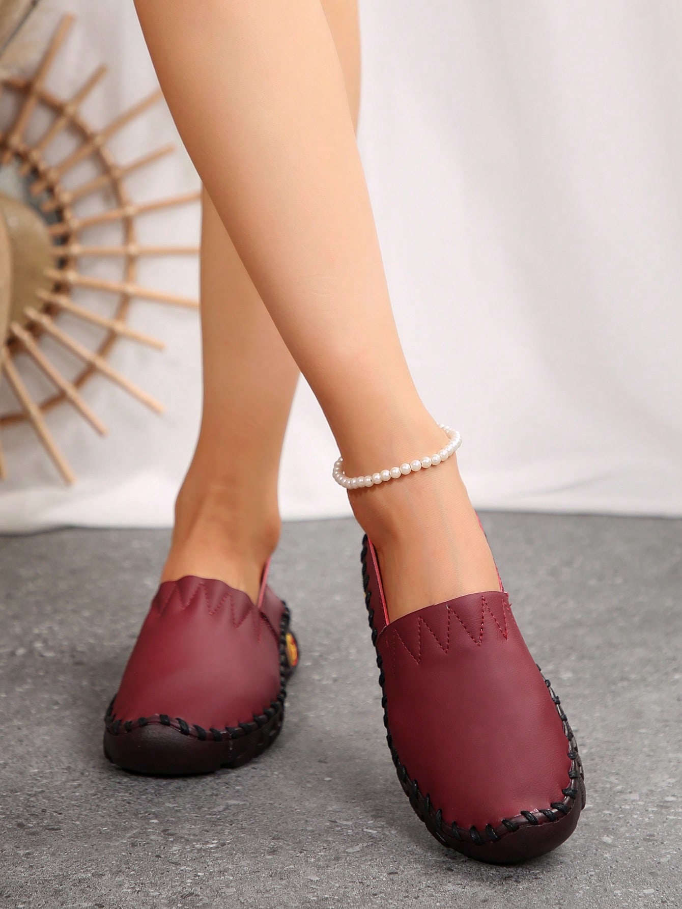 In Burgundy Women Flats