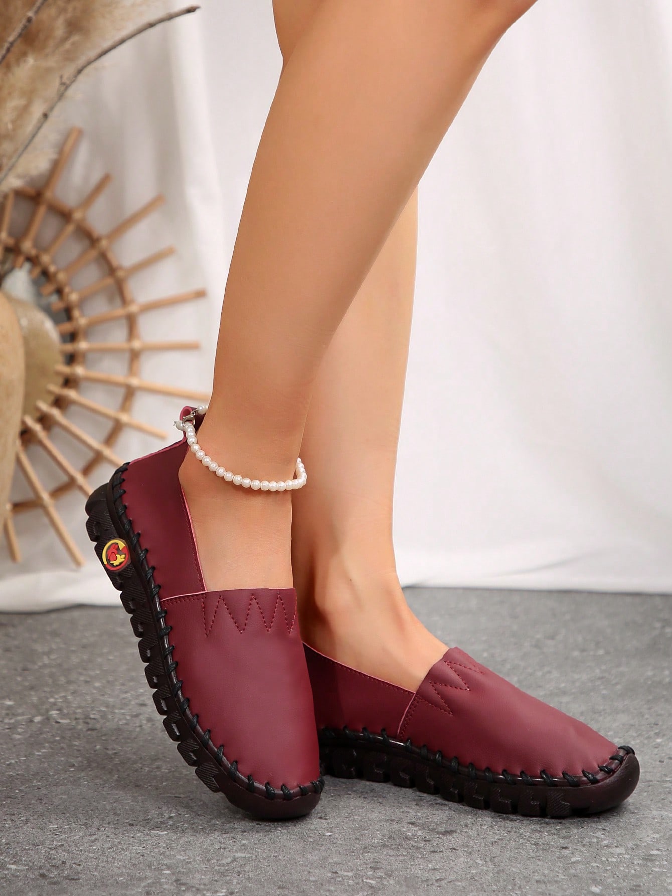 In Burgundy Women Flats